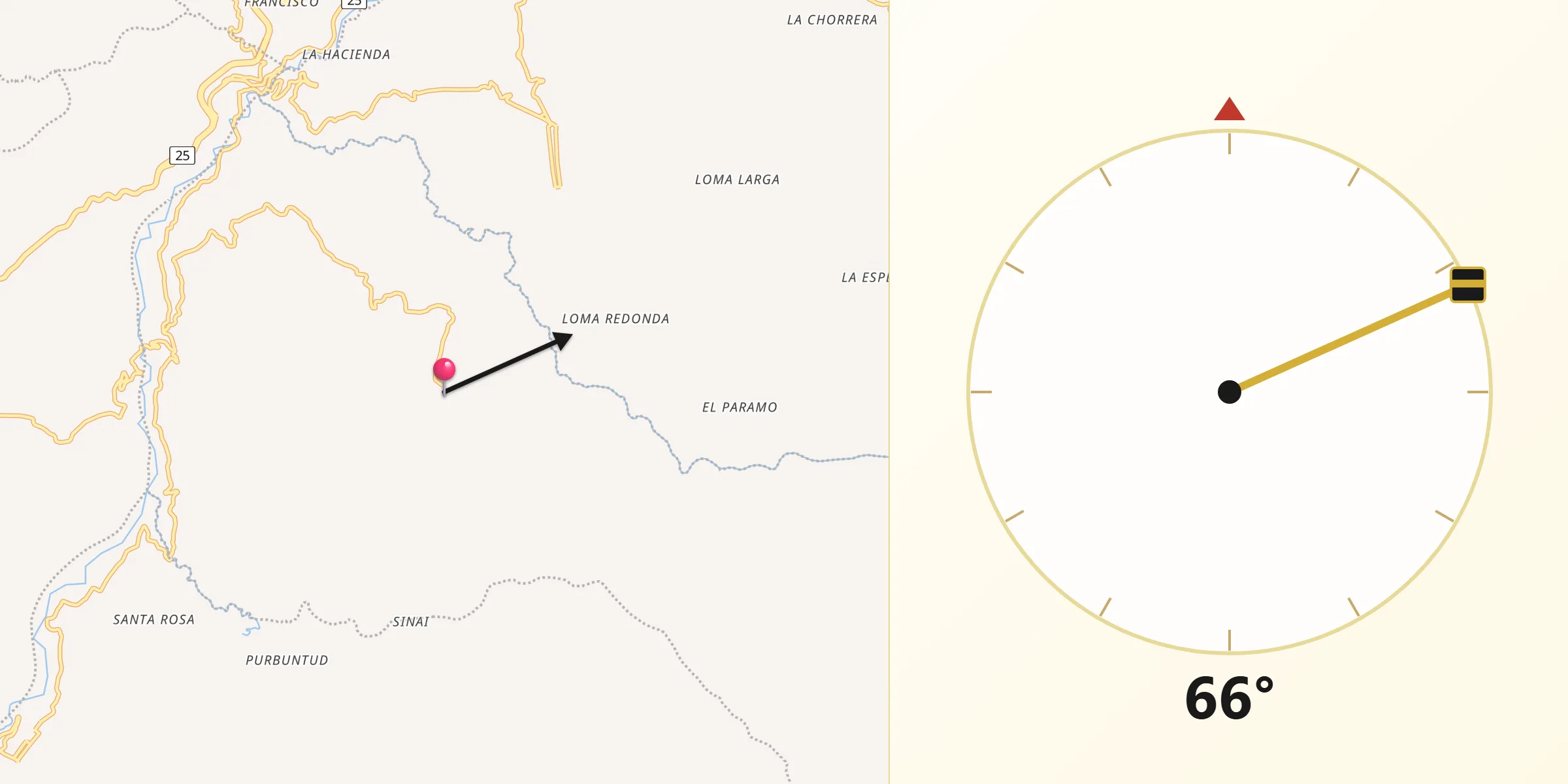 Dirección de la Qibla desde Córdoba