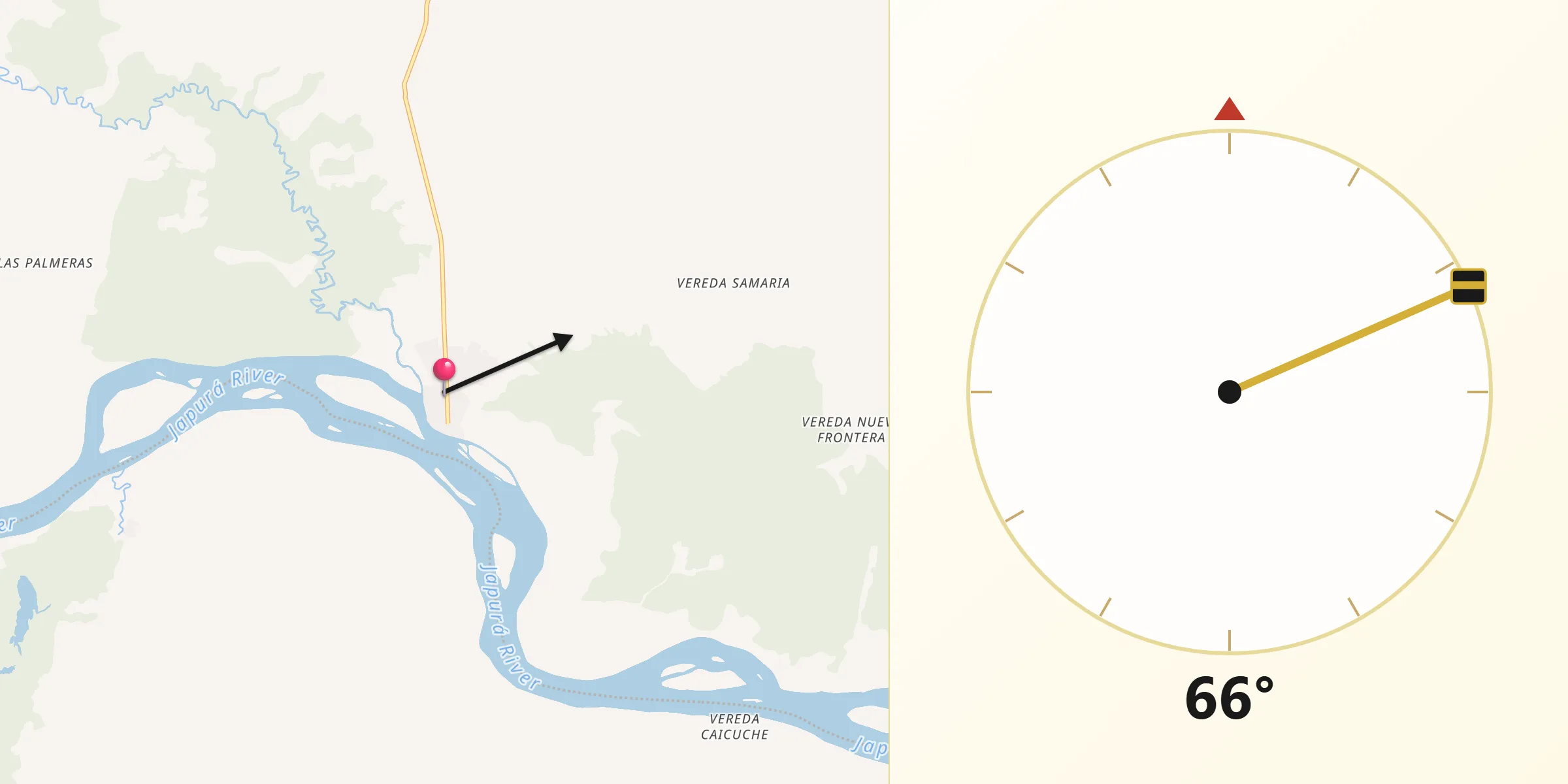Dirección de la Qibla desde Solita