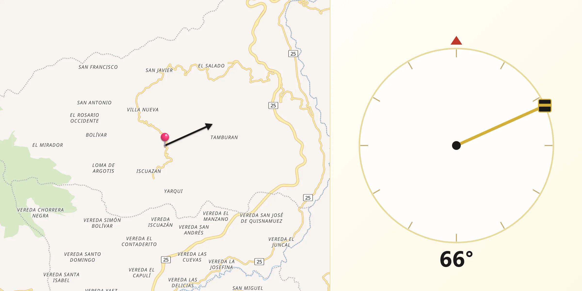 Dirección de la Qibla desde Iles