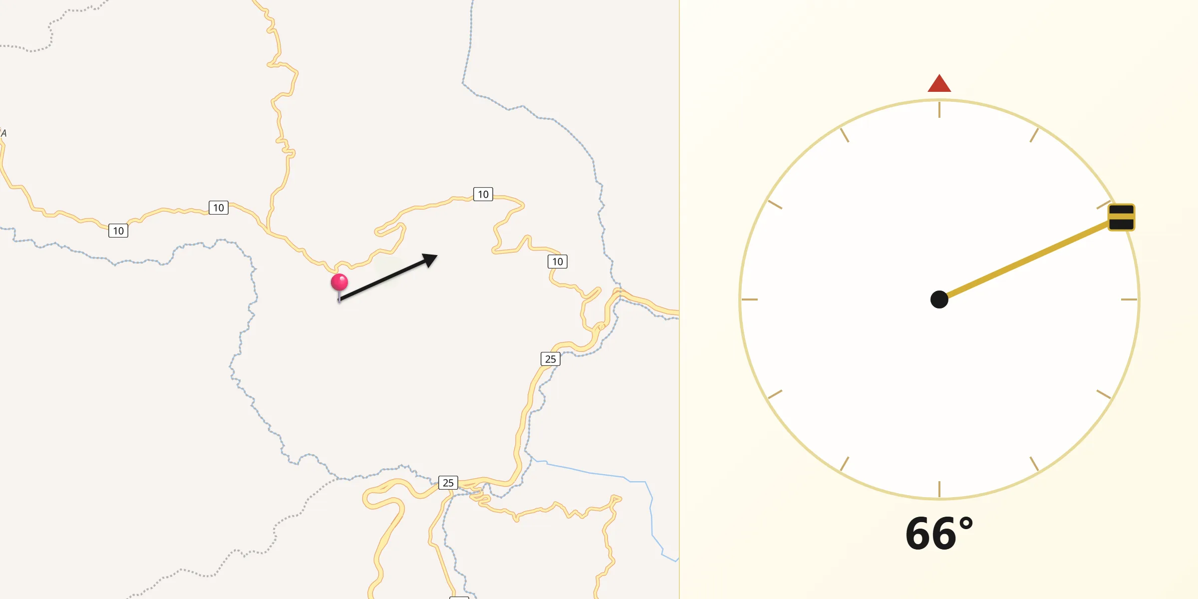 Dirección de la Qibla desde Imués