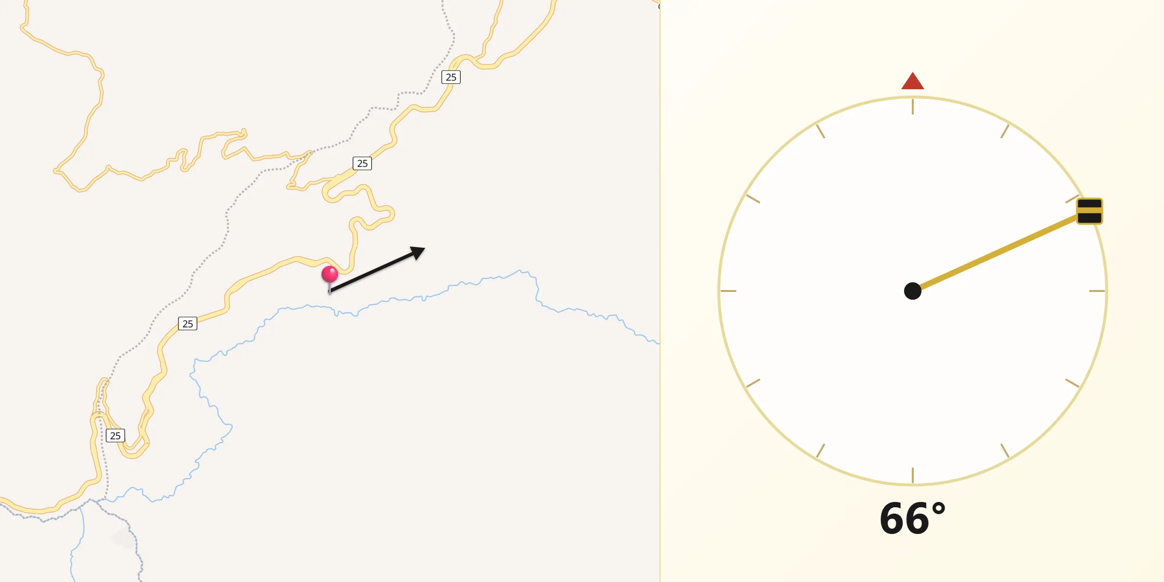 Dirección de la Qibla desde Tangua