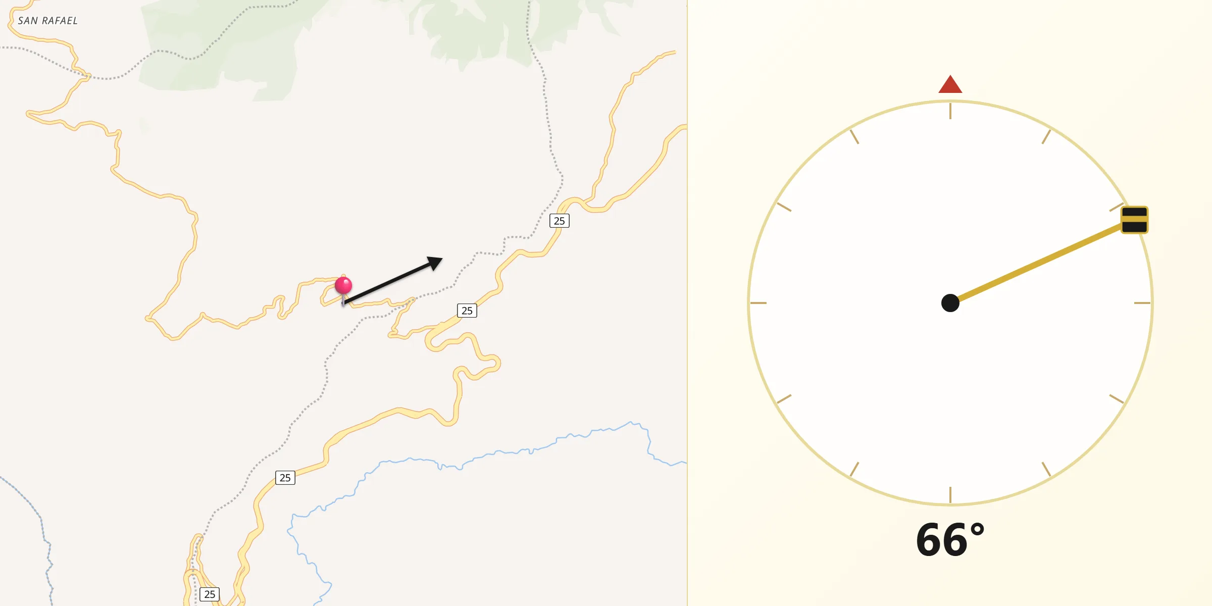Dirección de la Qibla desde Yacuanquer