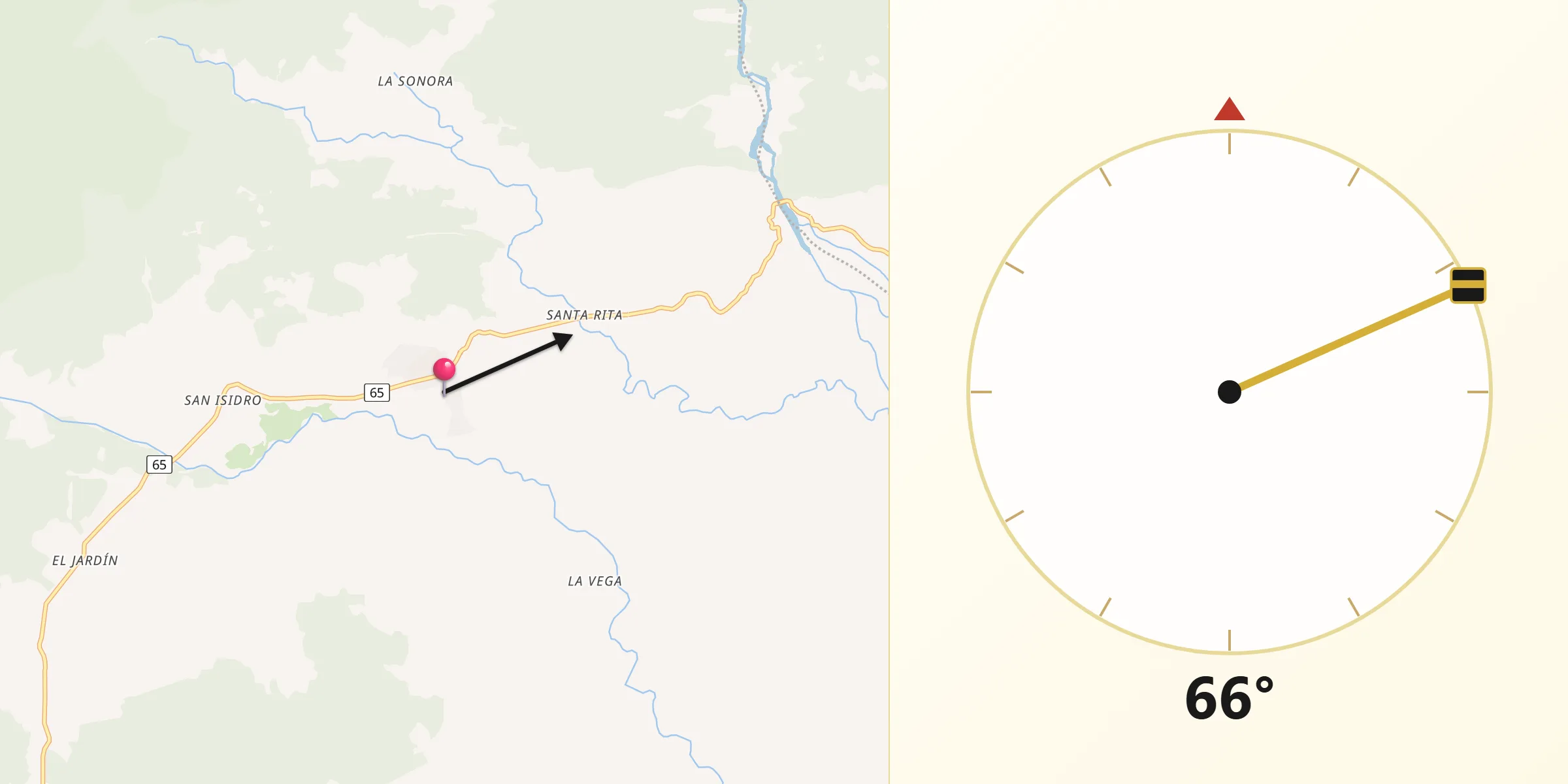 Dirección de la Qibla desde Piamonte