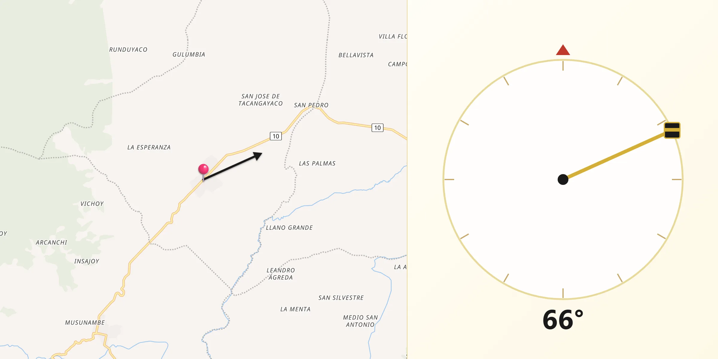 Dirección de la Qibla desde Colón