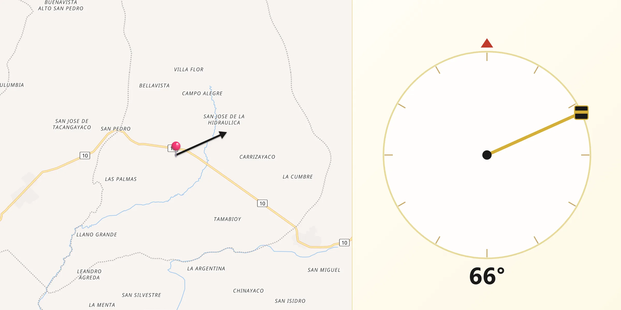 Dirección de la Qibla desde Sibundoy