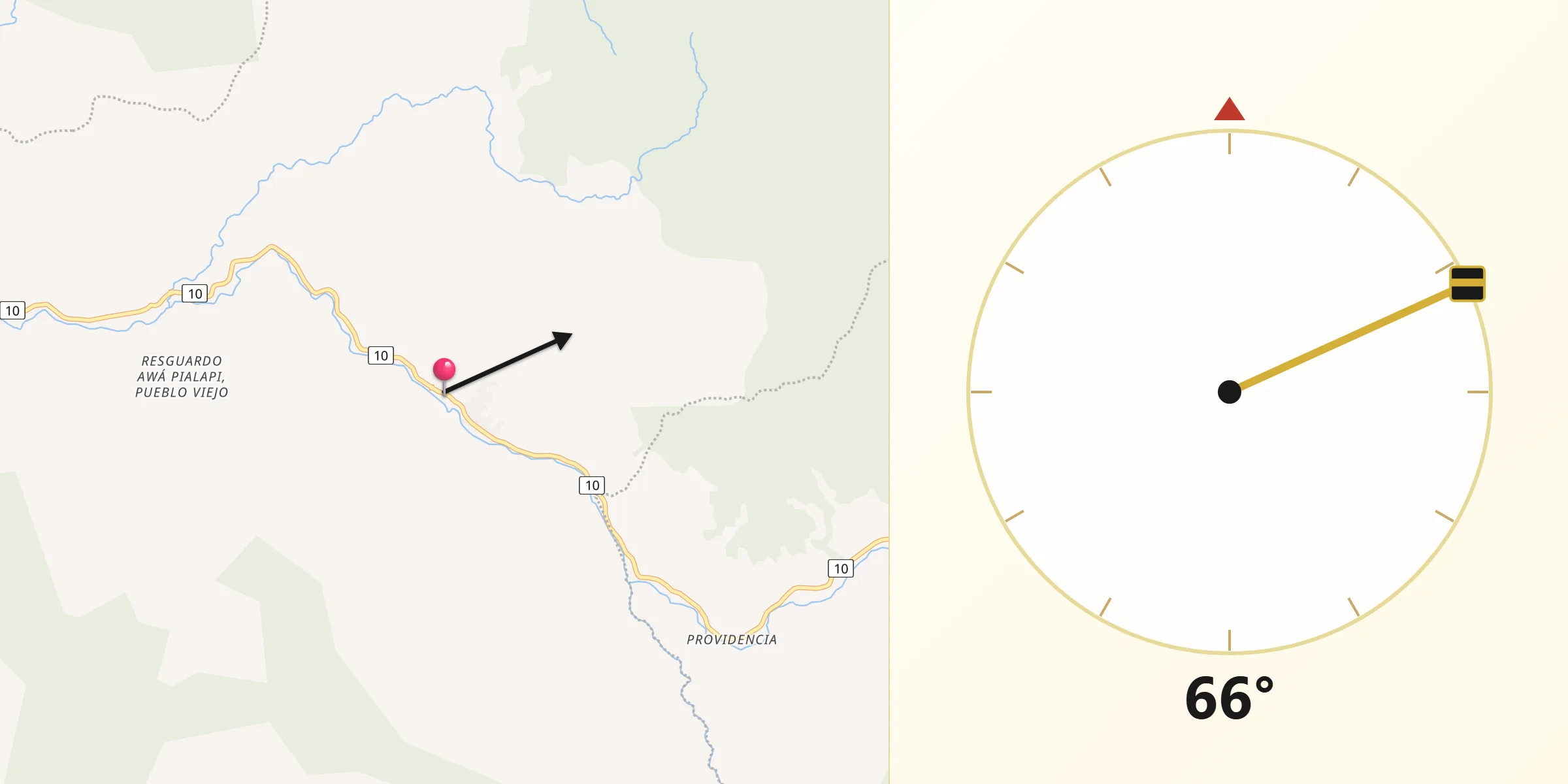 Dirección de la Qibla desde Ricaurte