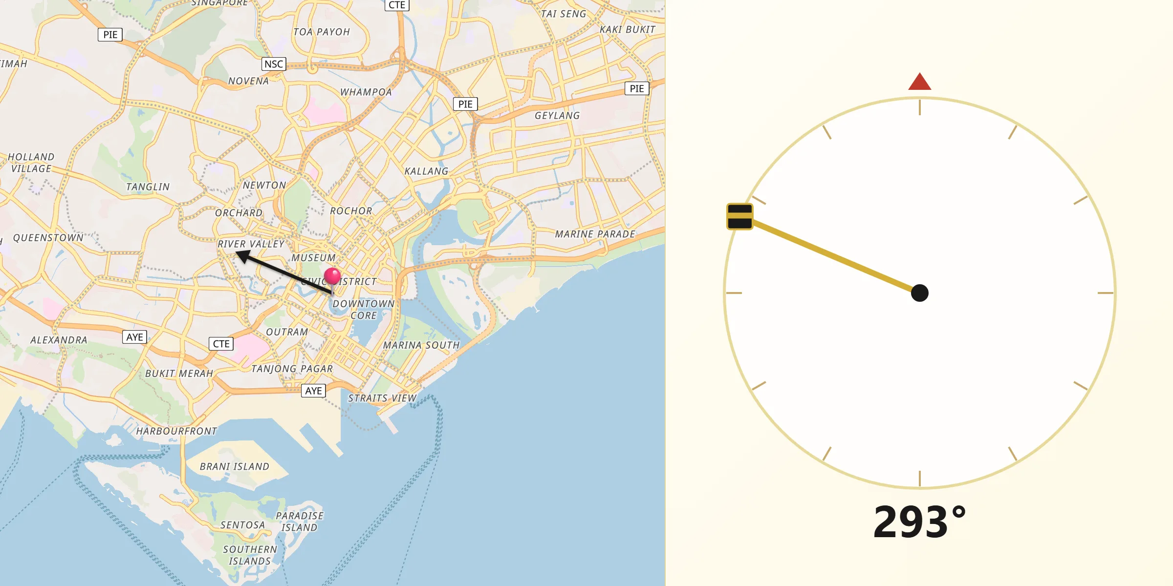 Qibla Direction from Singapore