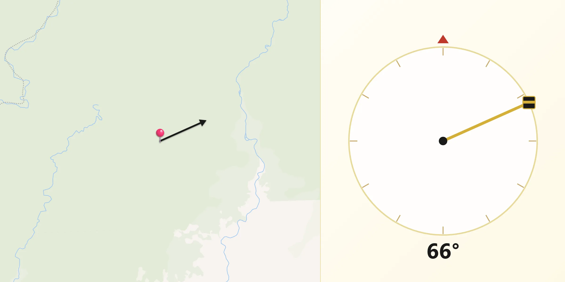 Dirección de la Qibla desde San José del Fragua