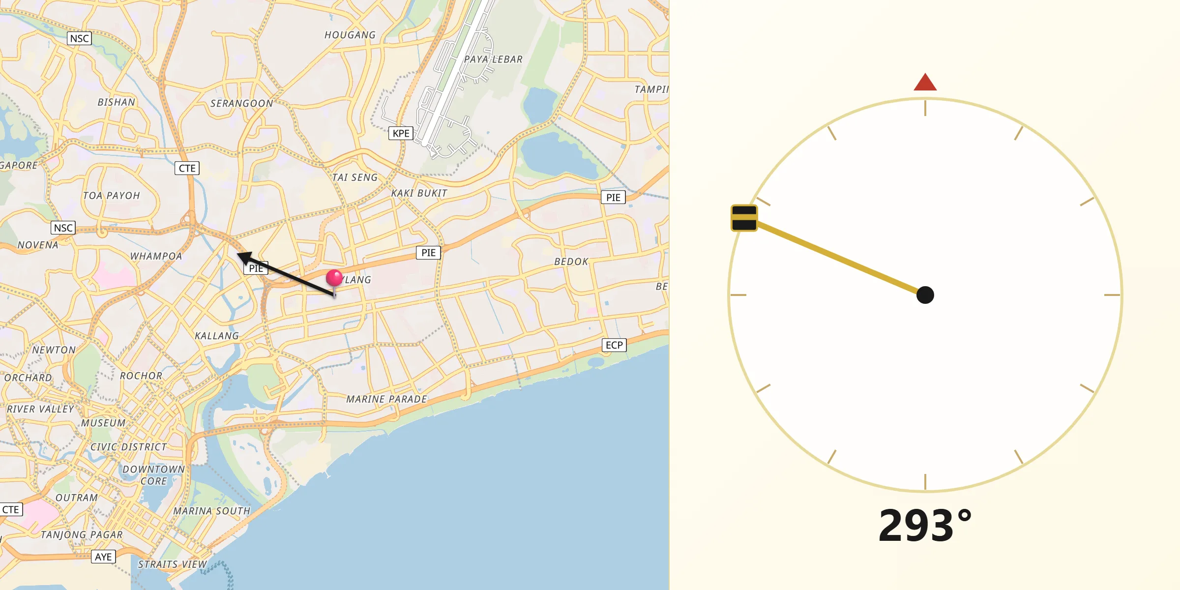 Qibla Direction from Geylang