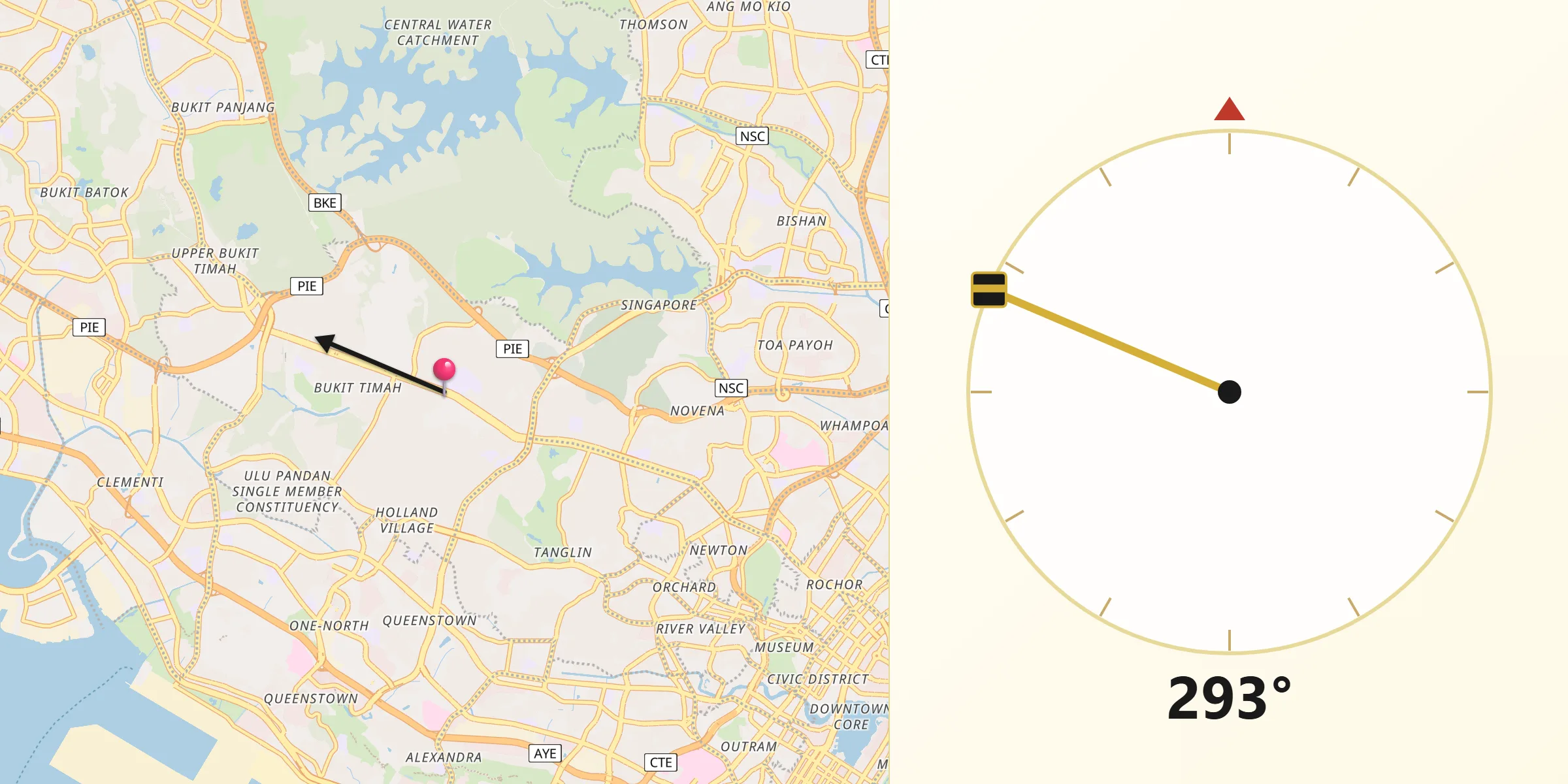 Qibla Direction from Bukit Timah