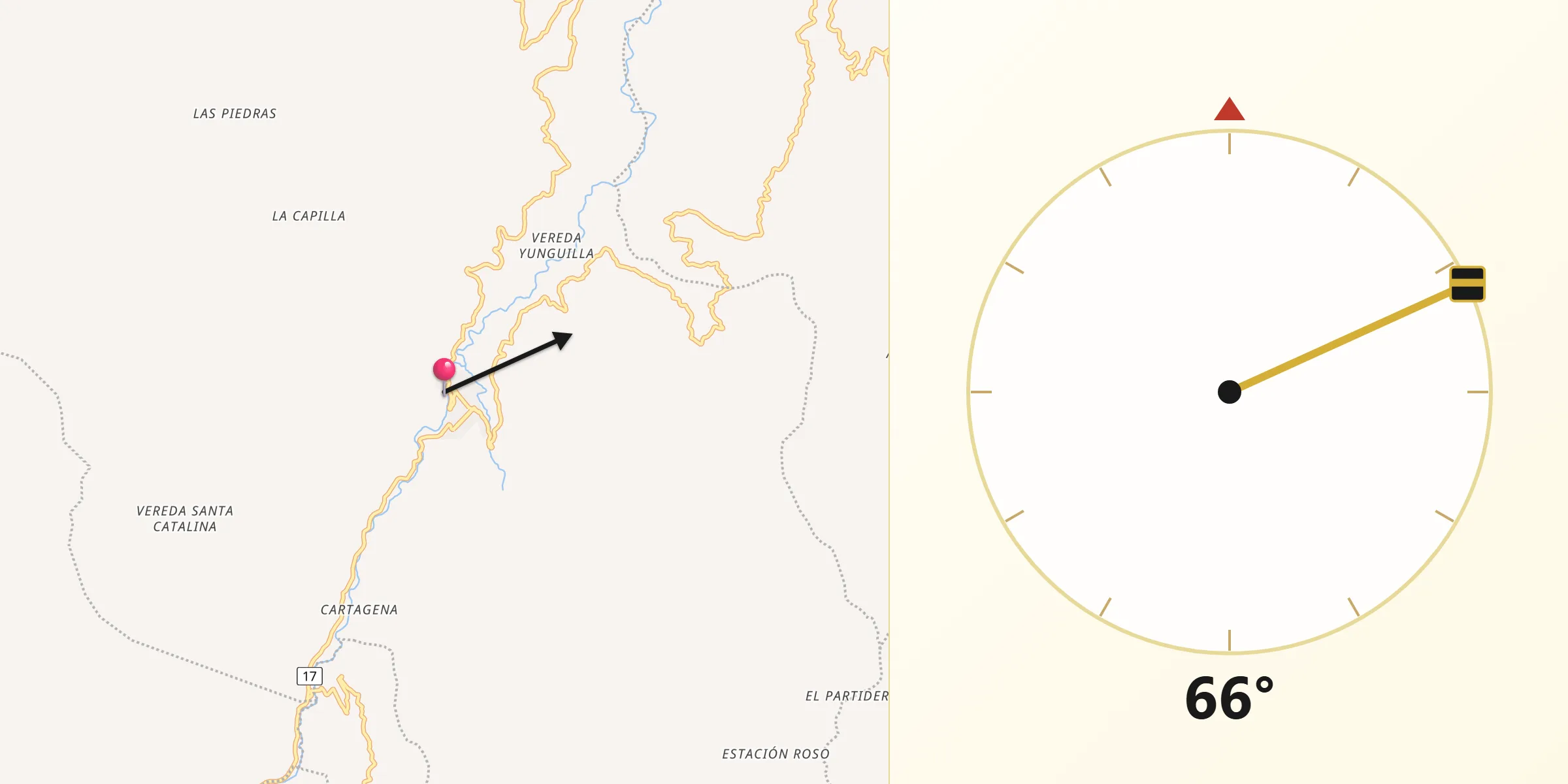 Dirección de la Qibla desde Samaniego