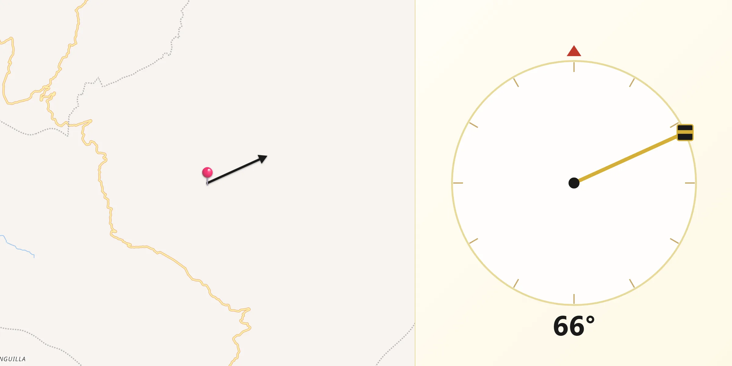 Dirección de la Qibla desde El Tambo