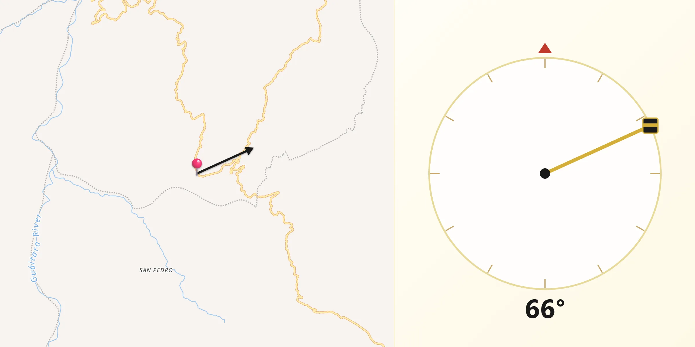 Dirección de la Qibla desde El Peñol