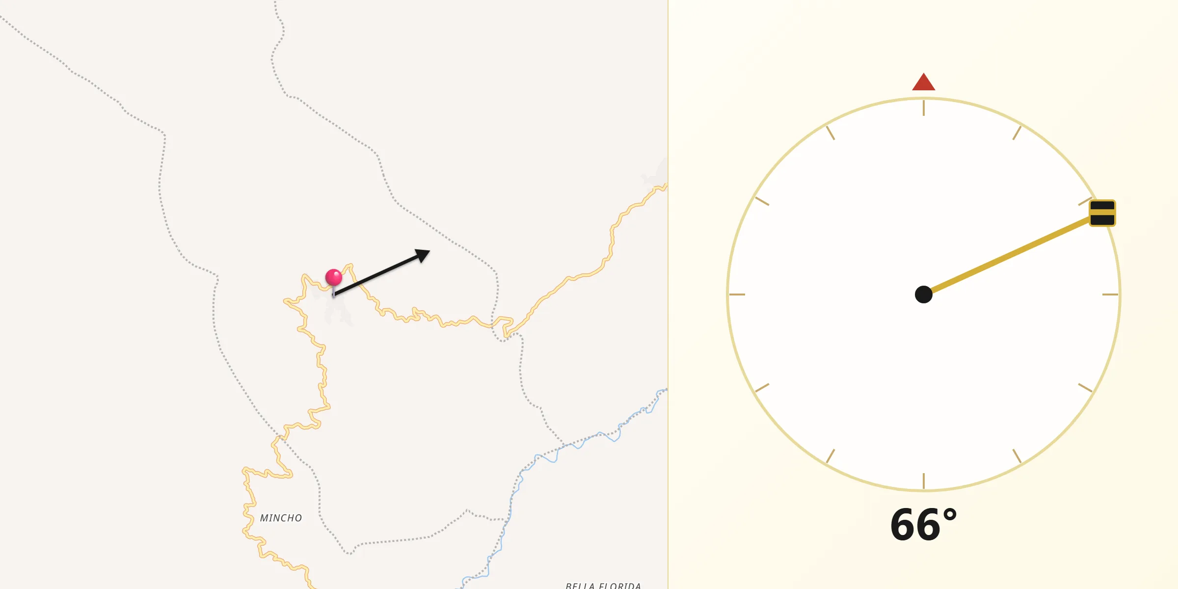 Dirección de la Qibla desde La Llanada