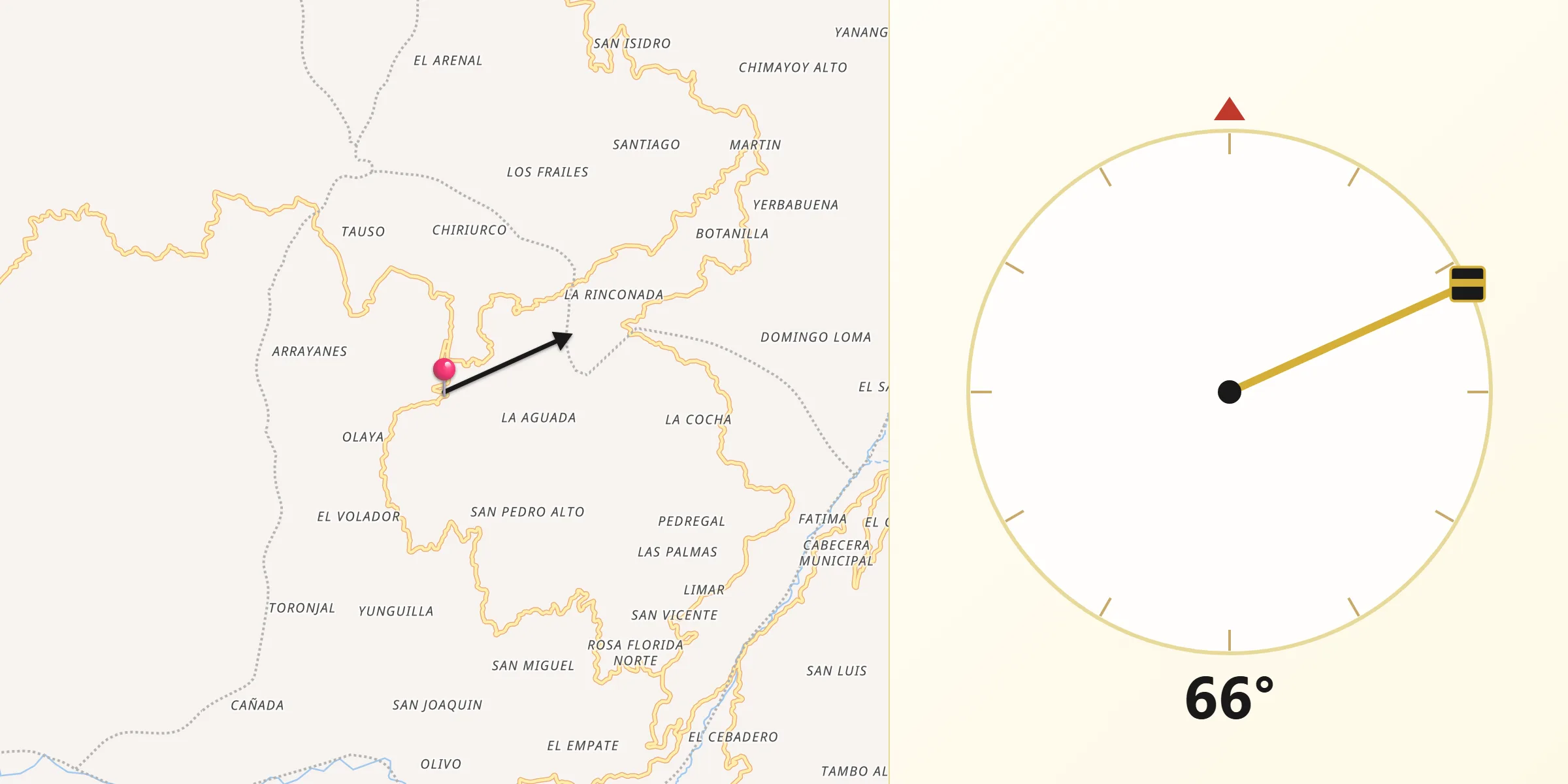 Dirección de la Qibla desde Arboleda