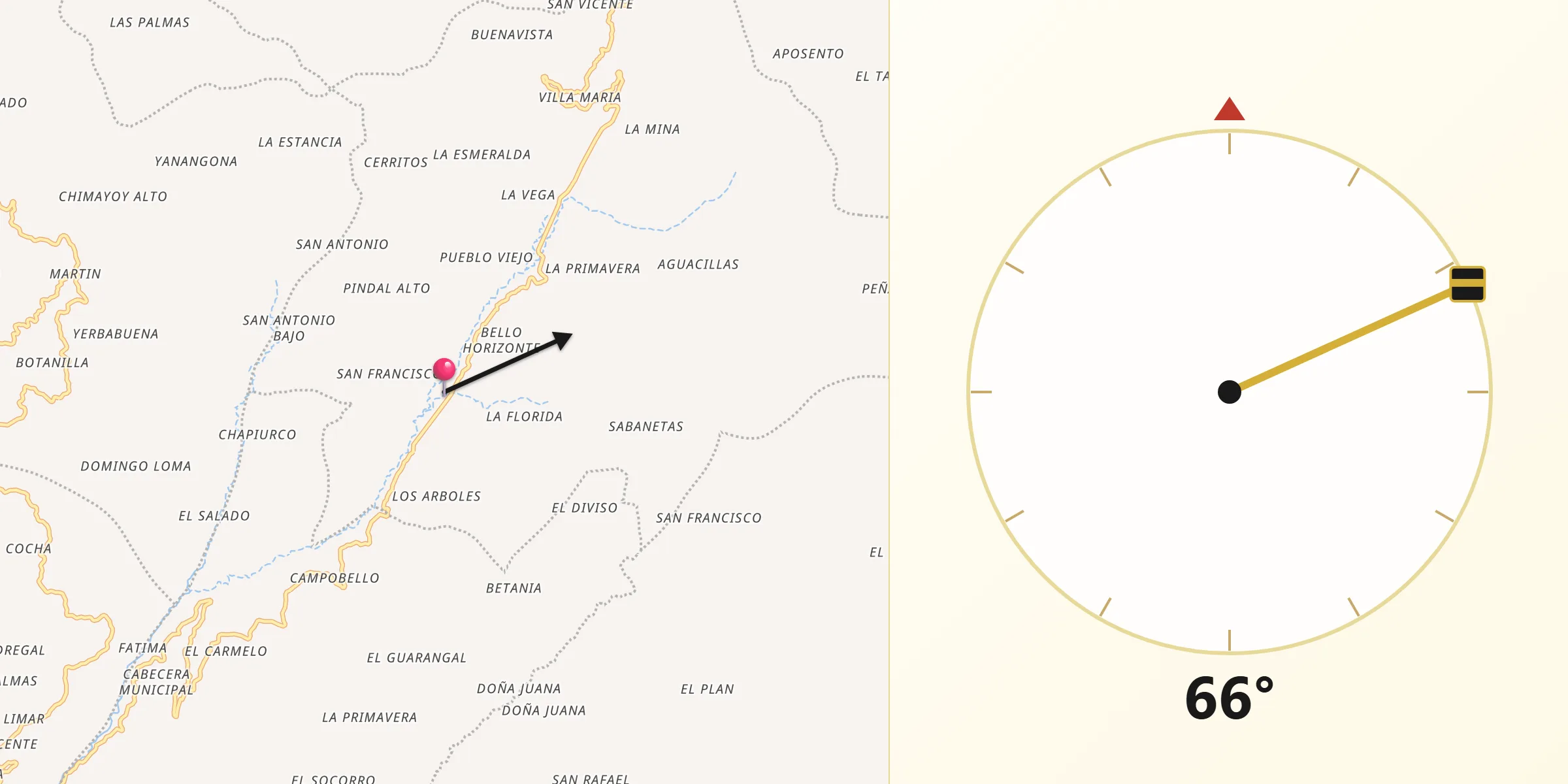 Dirección de la Qibla desde San Bernardo
