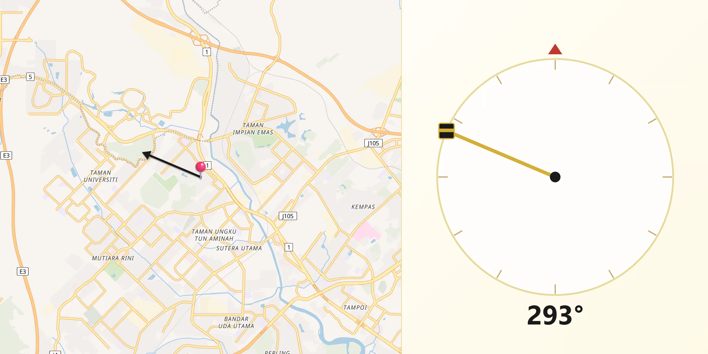 Qibla Direction from Skudai