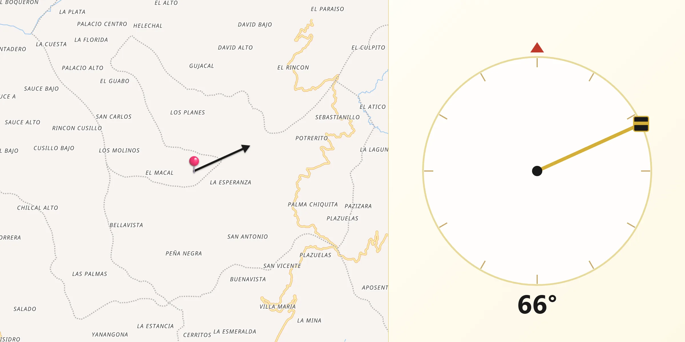 Dirección de la Qibla desde Belén