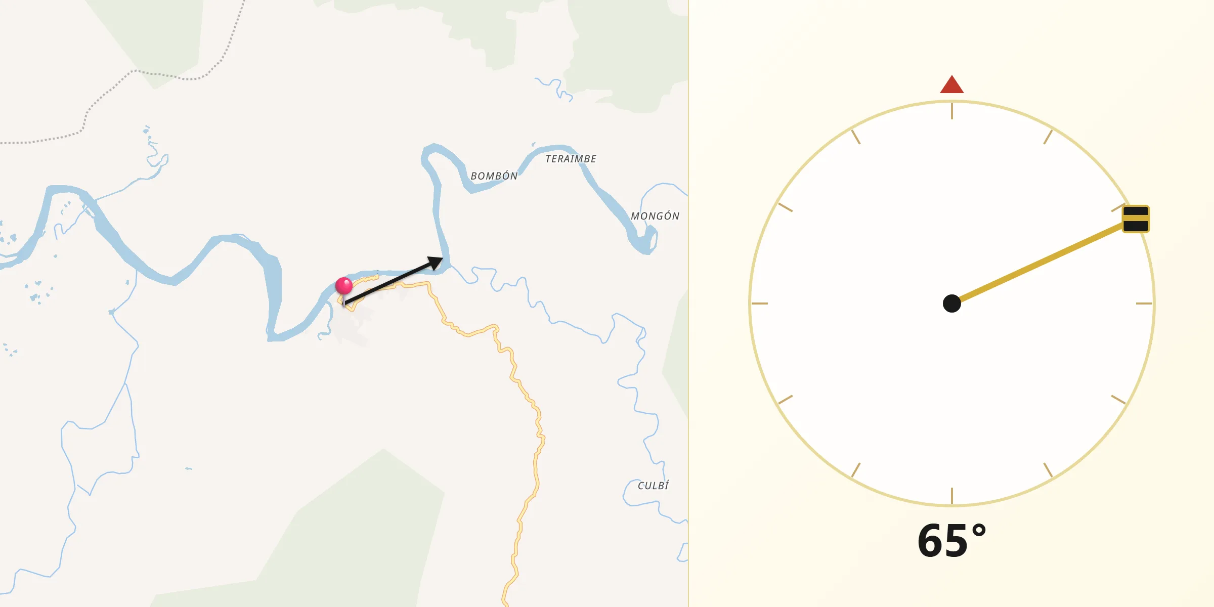 Dirección de la Qibla desde Barbacoas