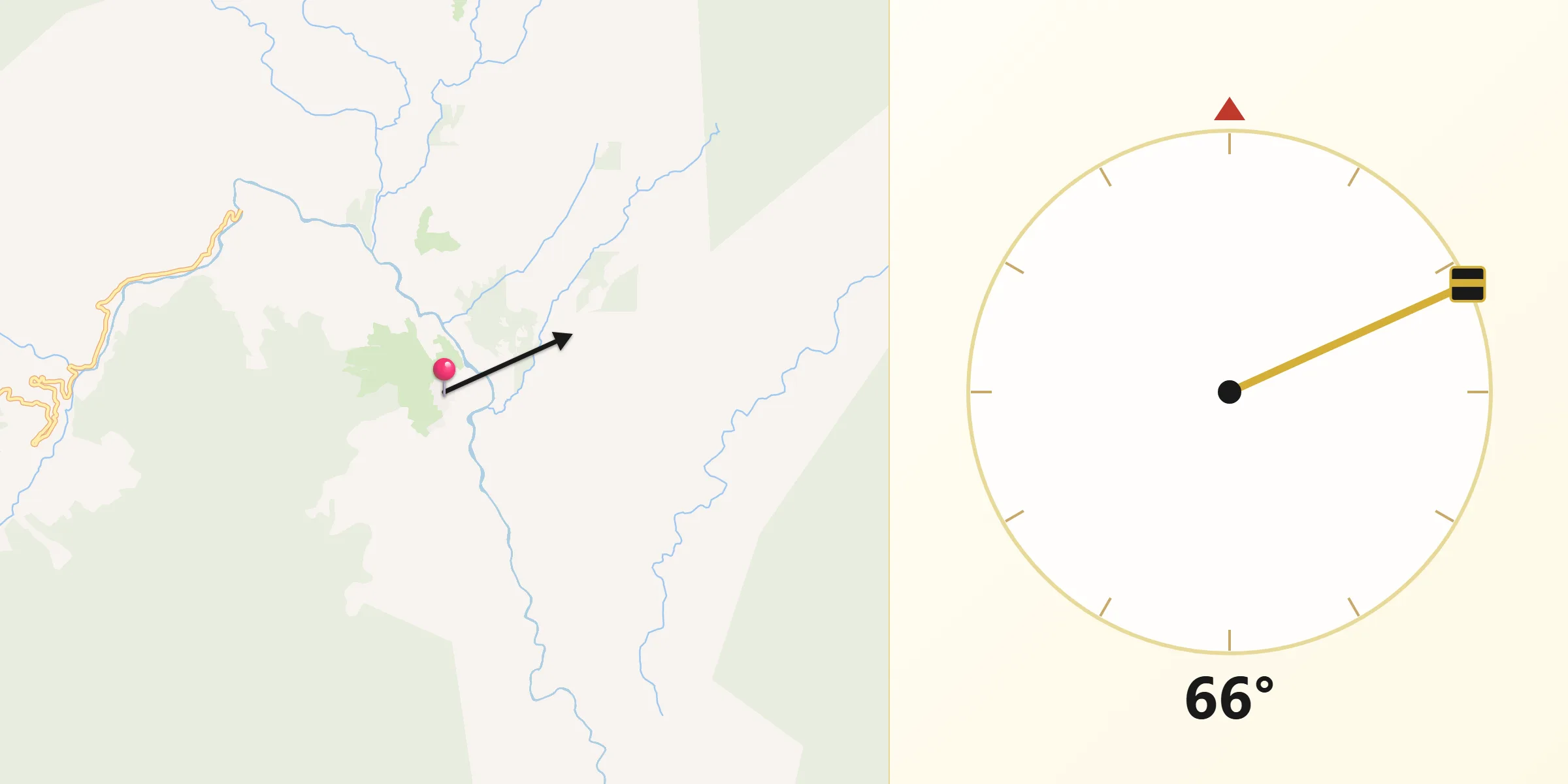 Dirección de la Qibla desde Santa Rosa