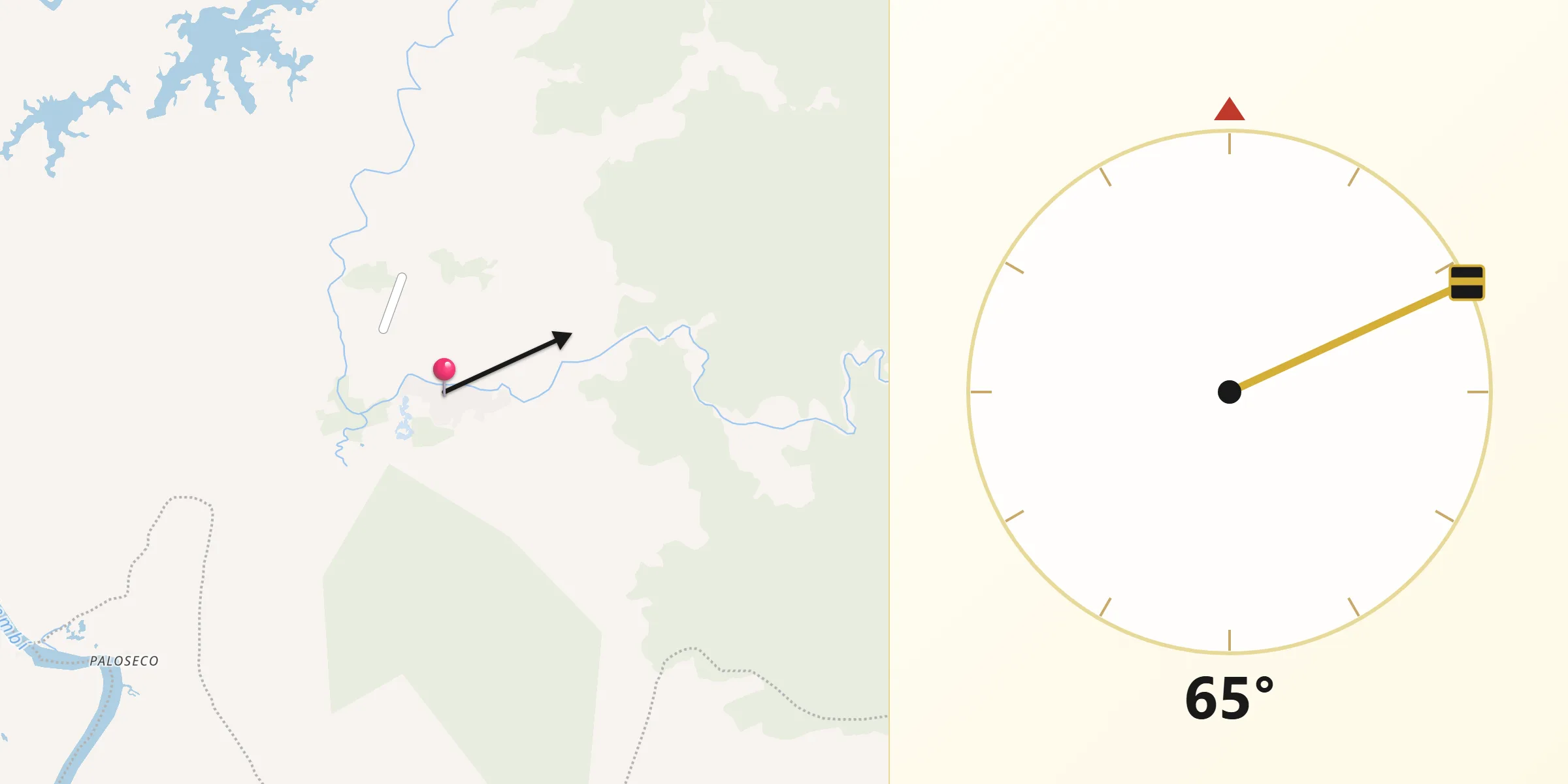 Dirección de la Qibla desde Magüí Payán