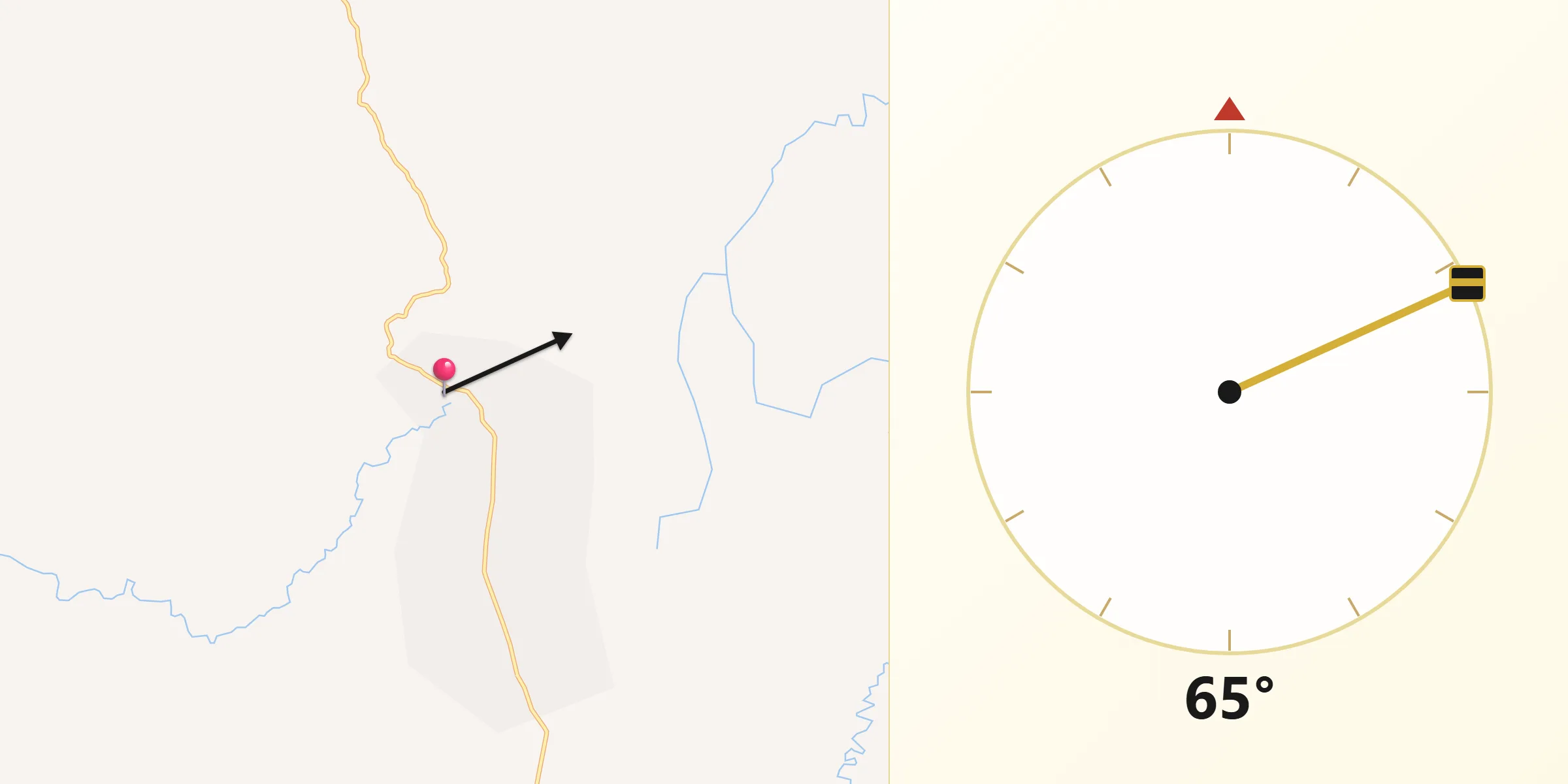 Dirección de la Qibla desde Mercaderes