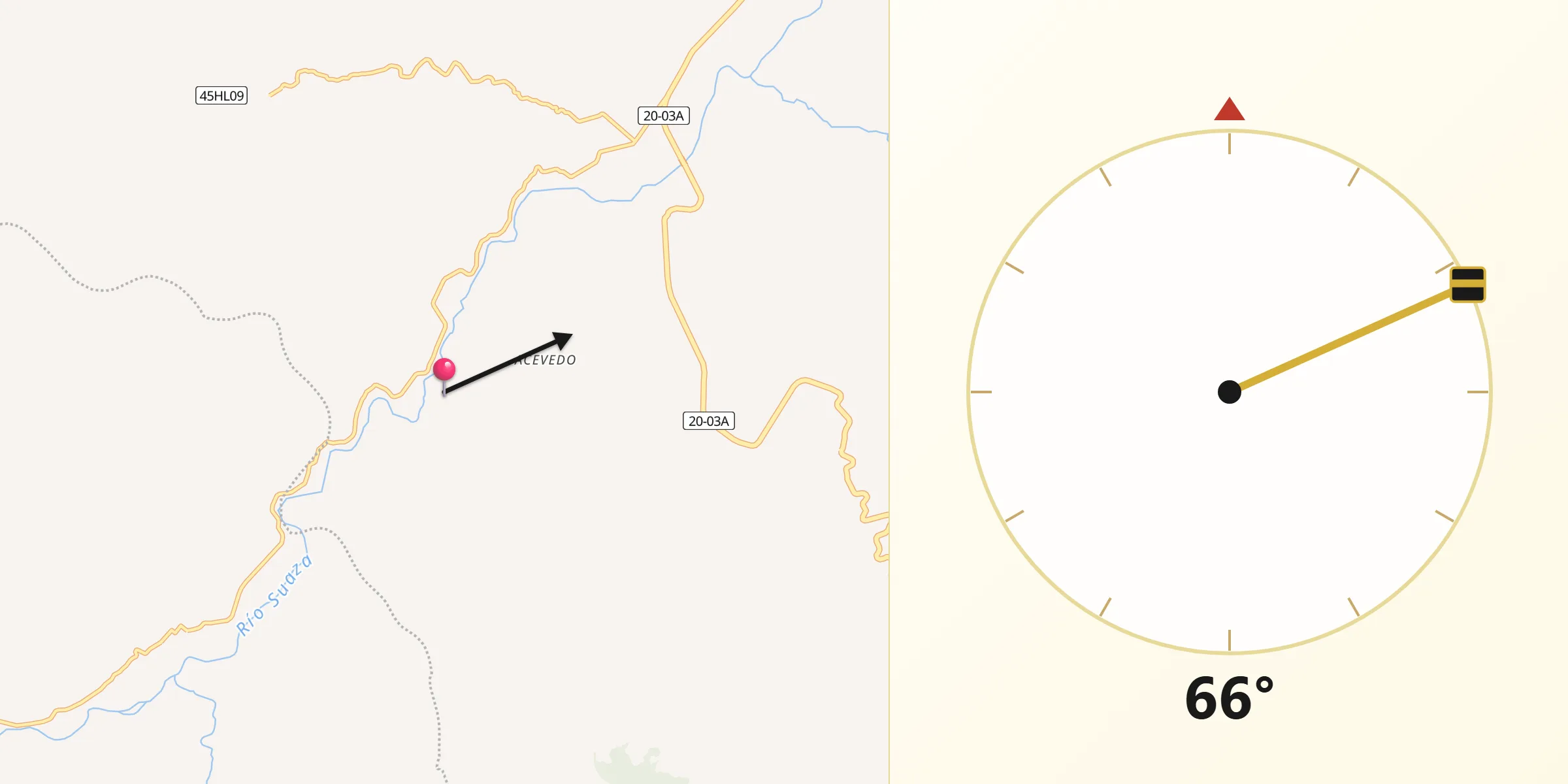 Dirección de la Qibla desde Acevedo