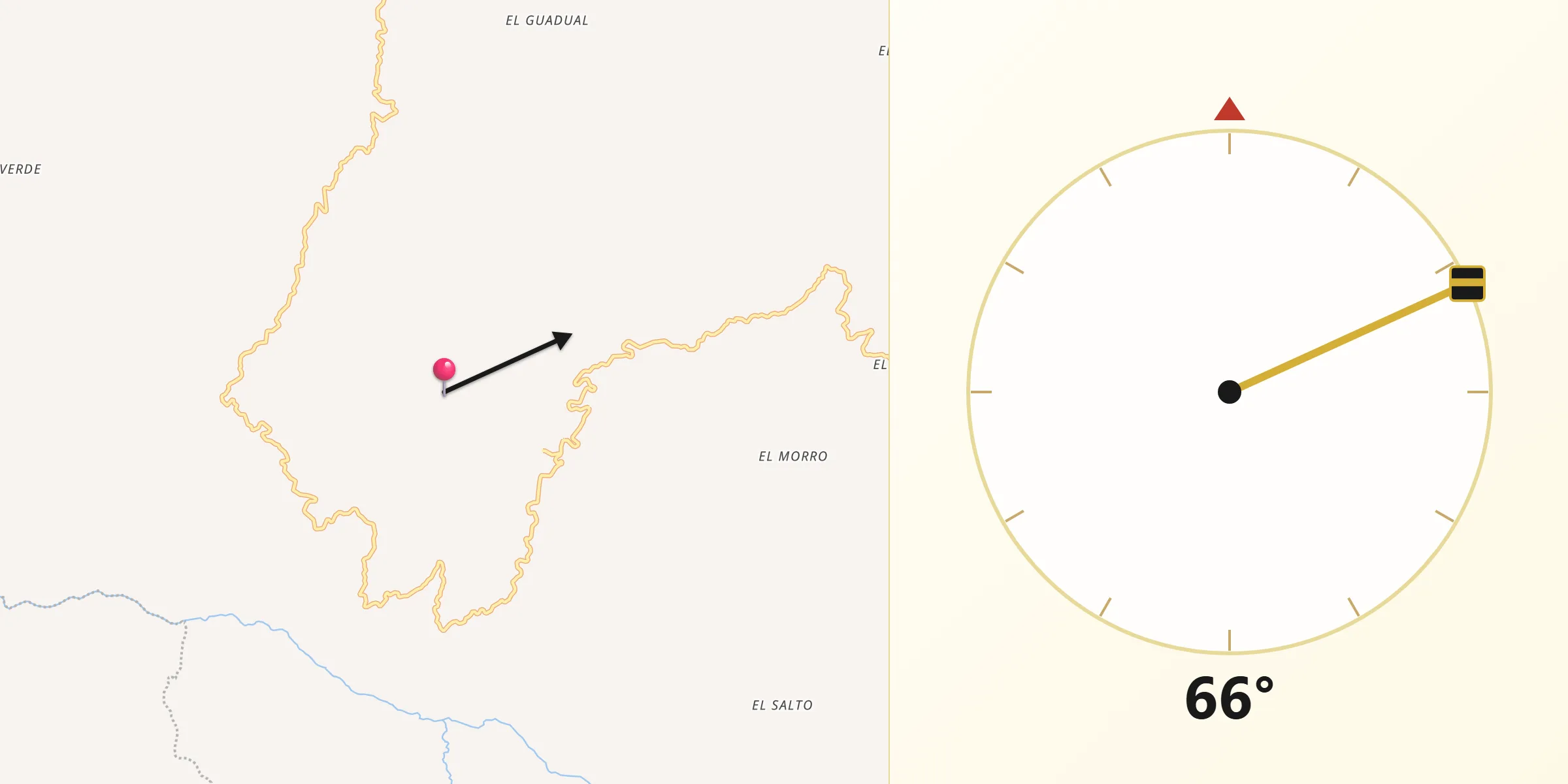 Dirección de la Qibla desde Bolívar