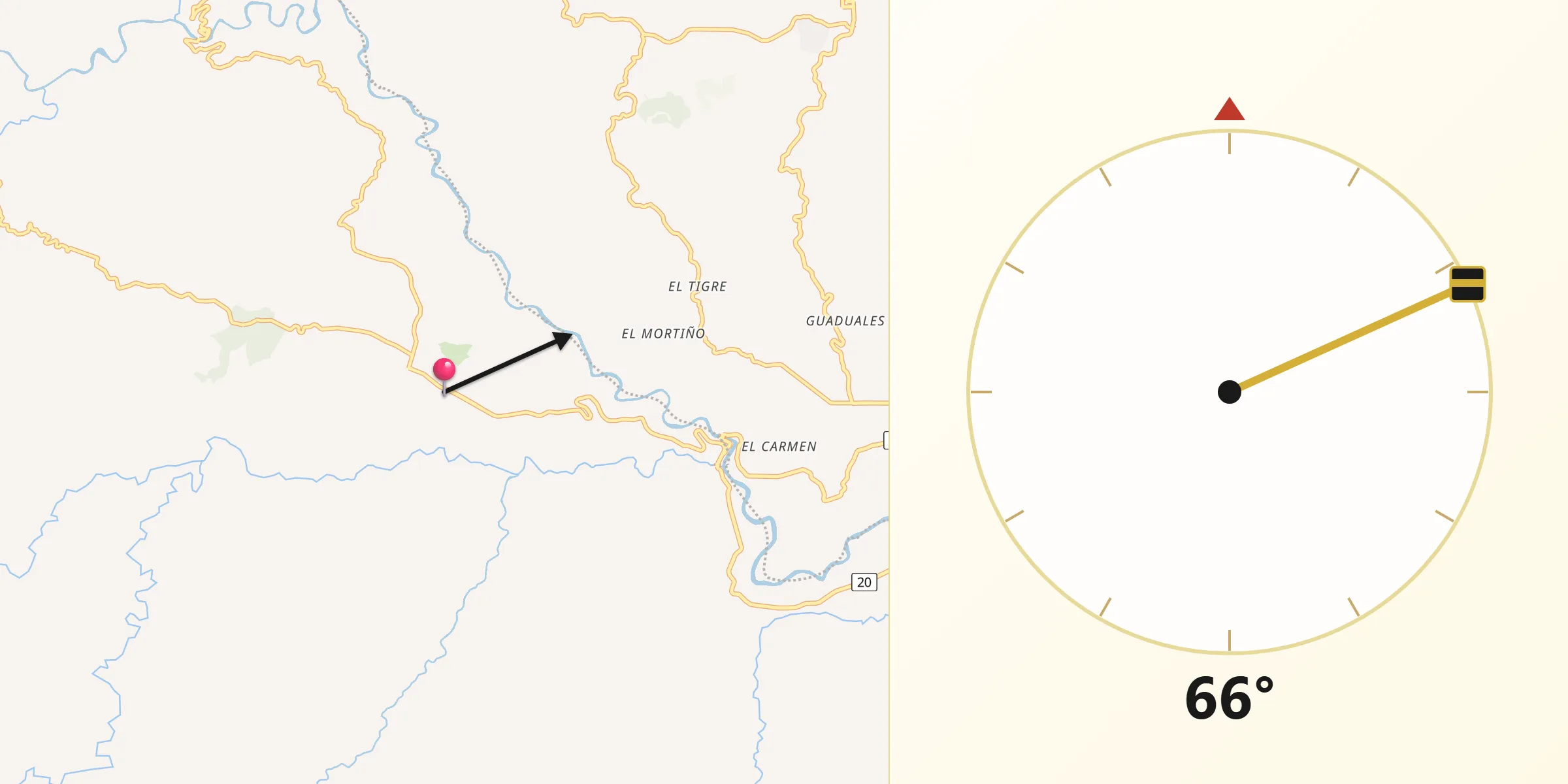 Dirección de la Qibla desde San Agustín
