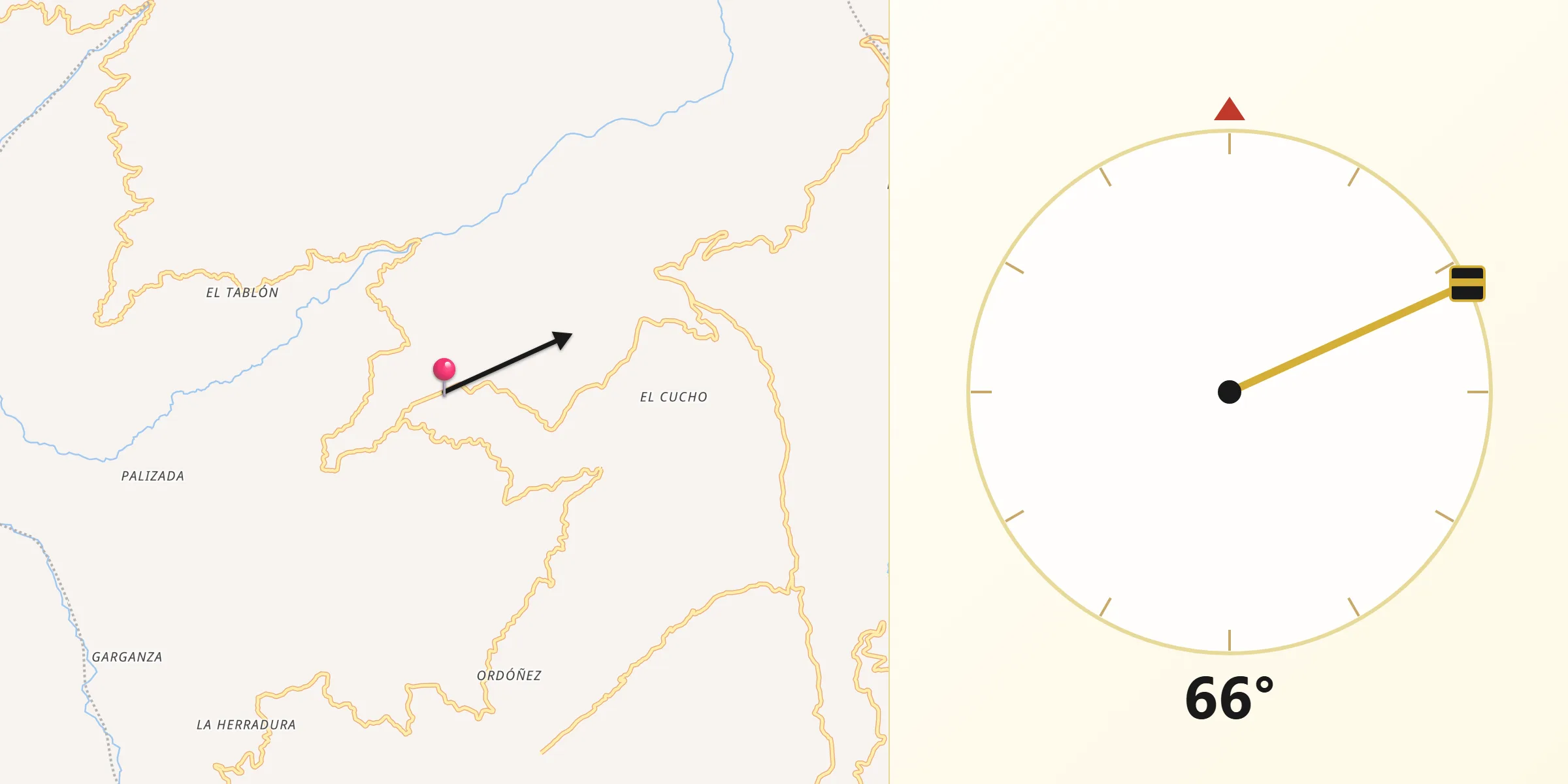 Dirección de la Qibla desde Almaguer