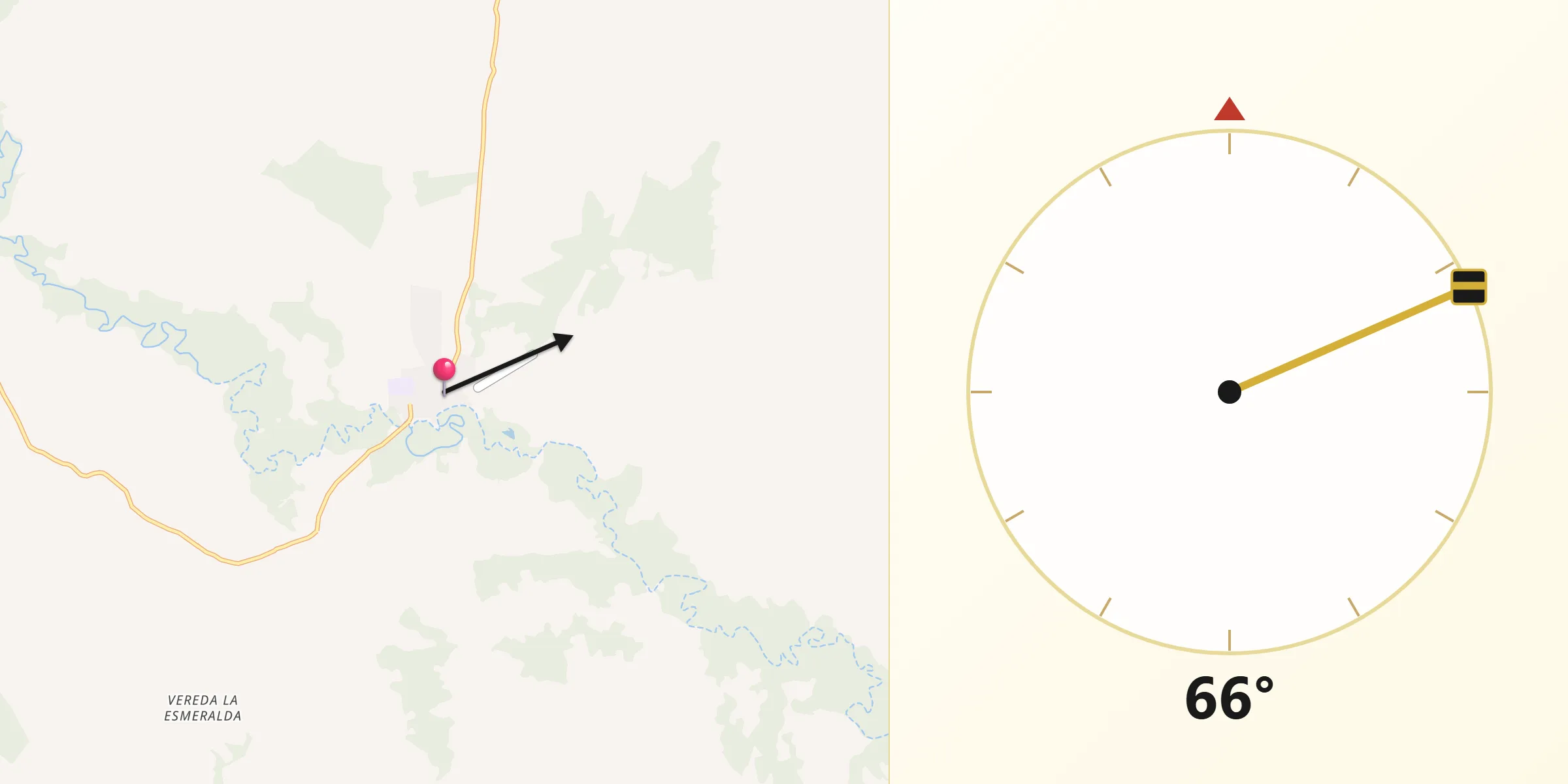 Dirección de la Qibla desde Calamar
