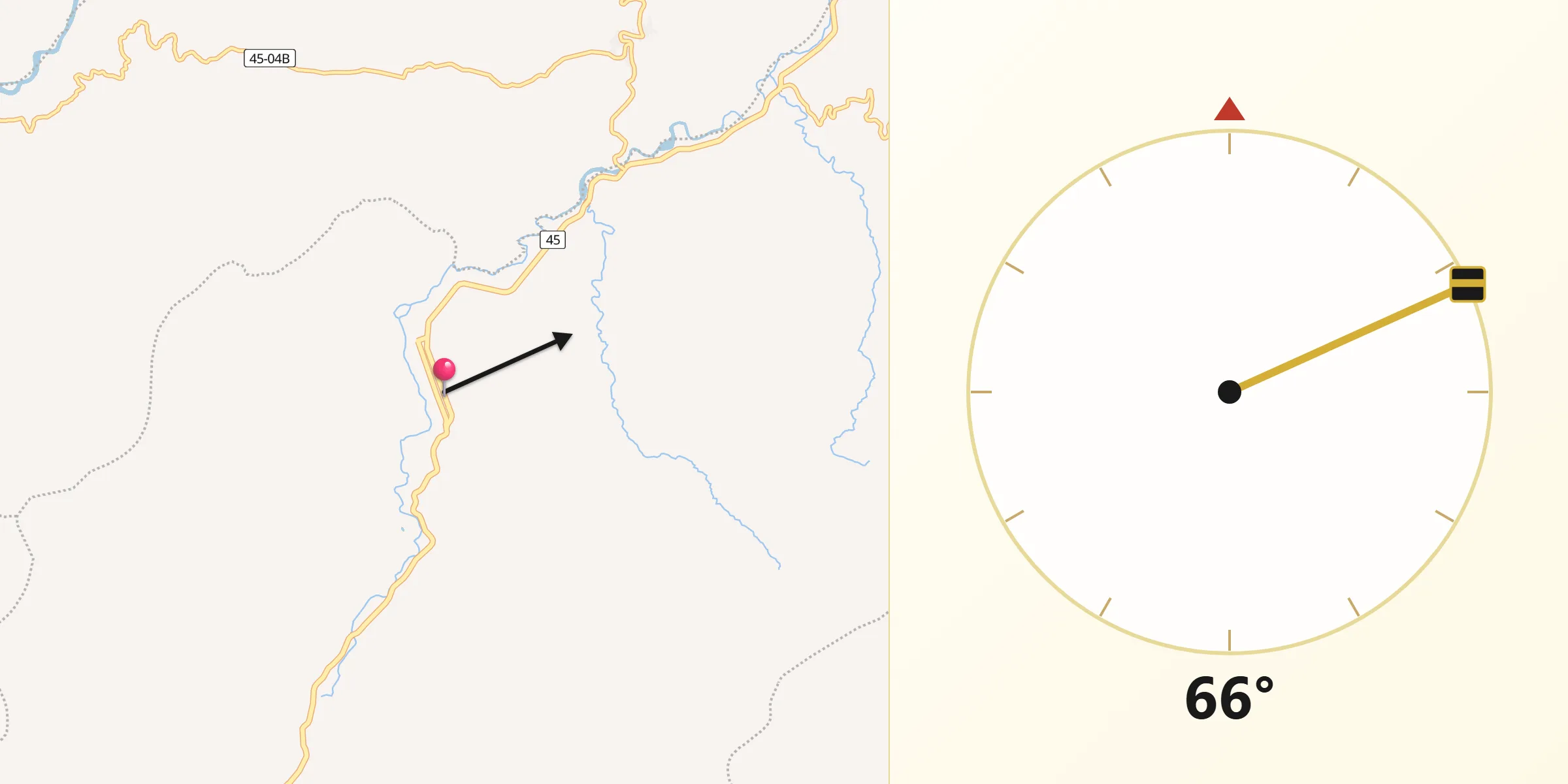 Dirección de la Qibla desde Timana