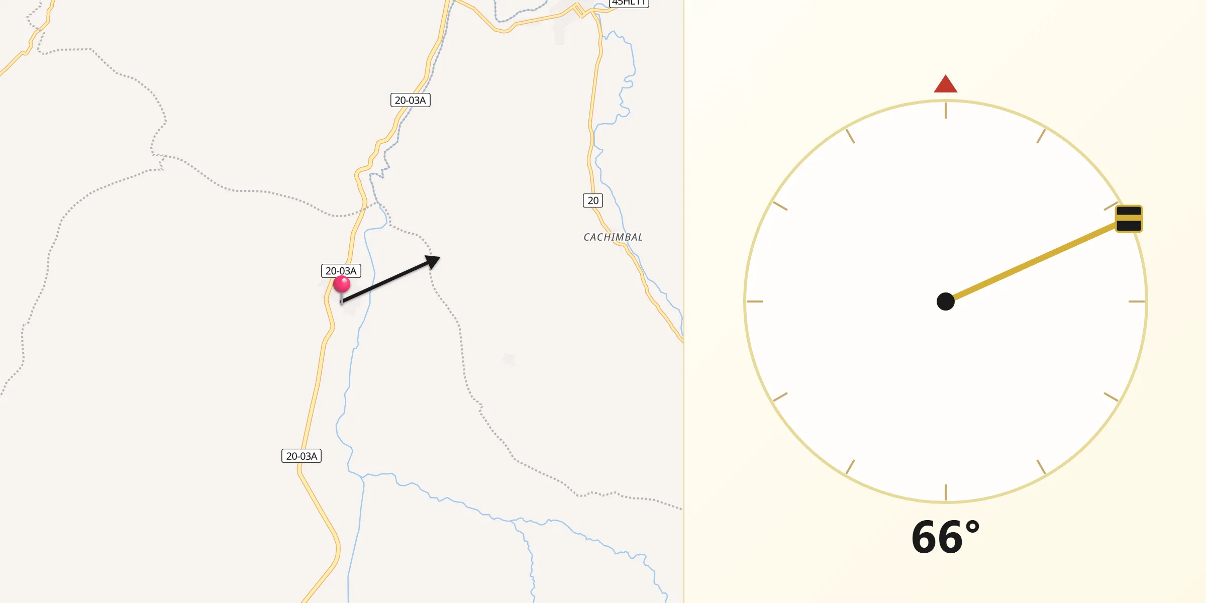 Dirección de la Qibla desde Suaza