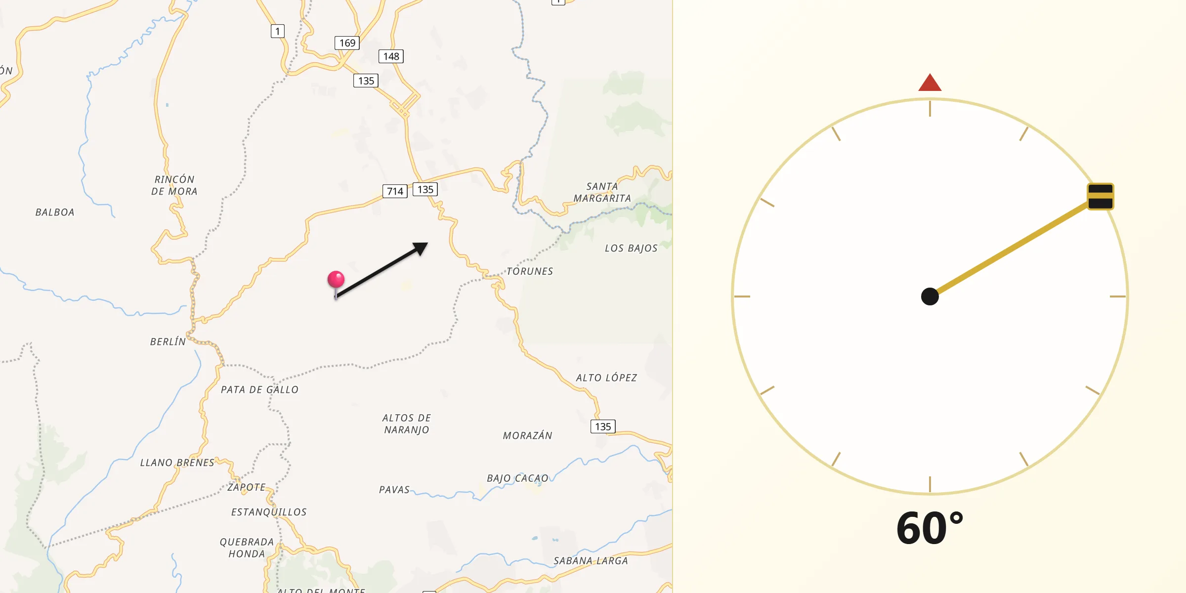 Dirección de la Qibla desde Santiago