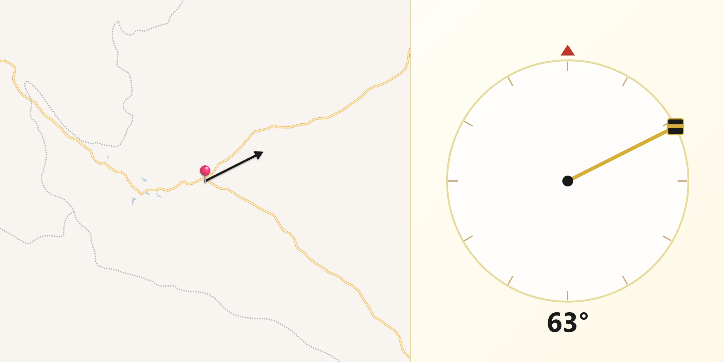 Dirección de la Qibla desde Chivolo