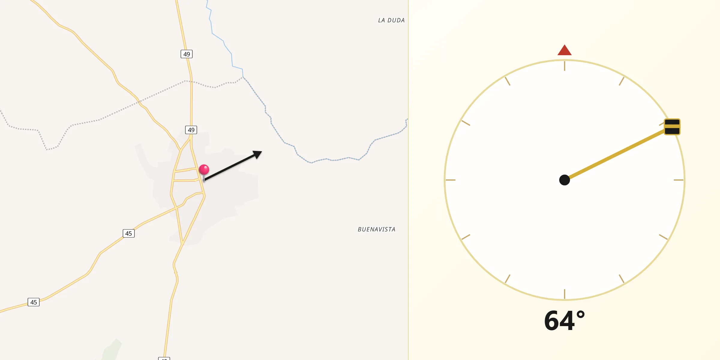 Dirección de la Qibla desde Agustín Codazzi