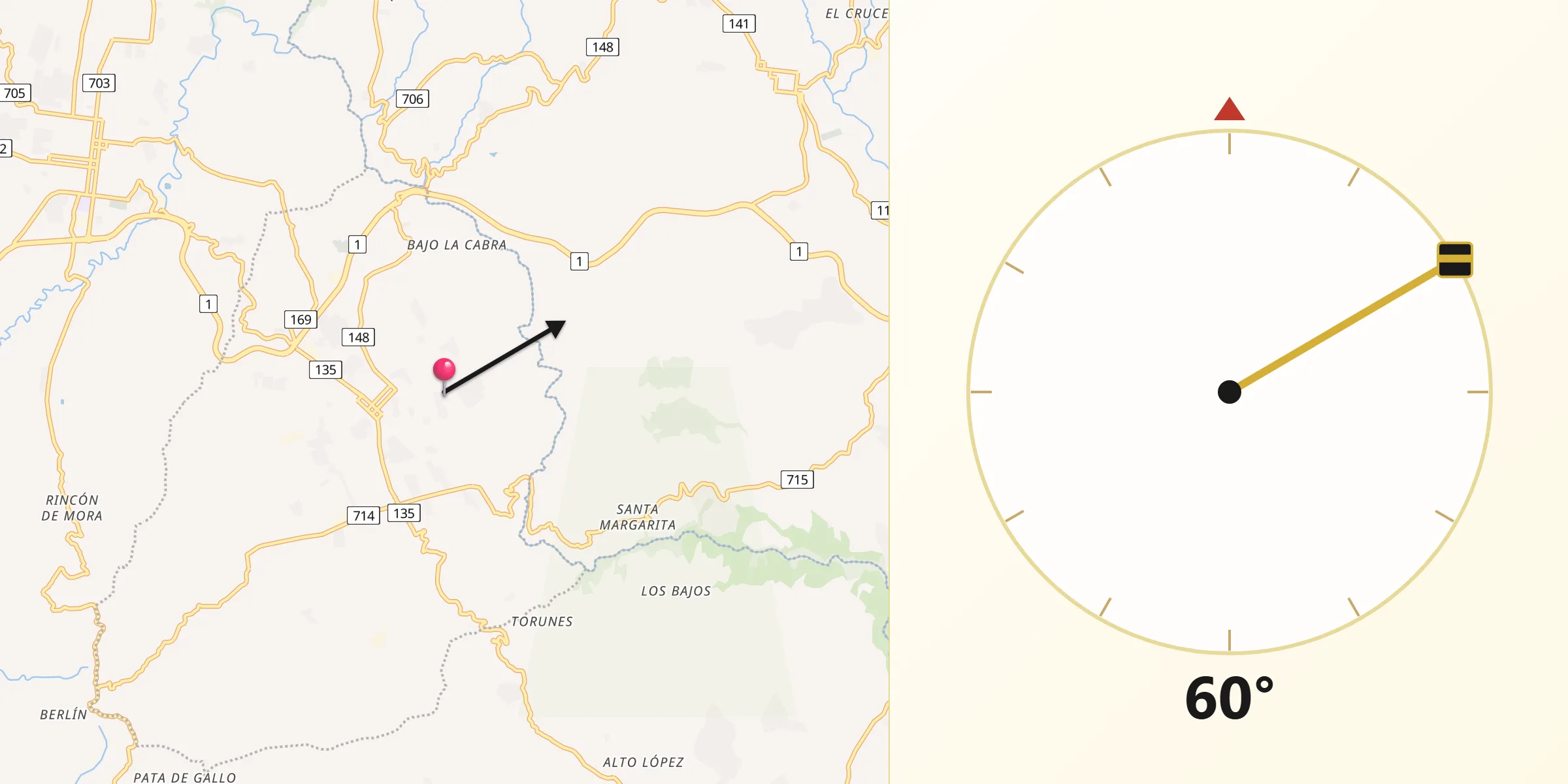 Dirección de la Qibla desde Esquipulas