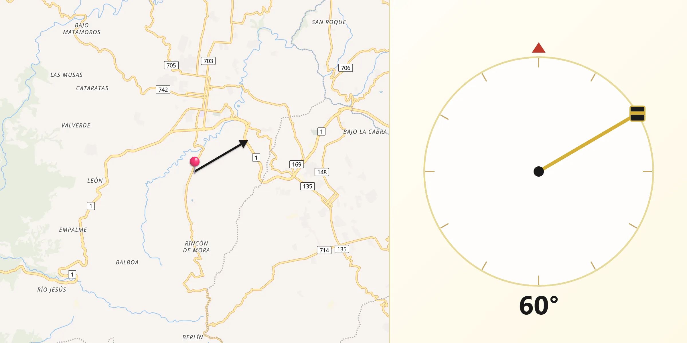 Dirección de la Qibla desde San Rafael