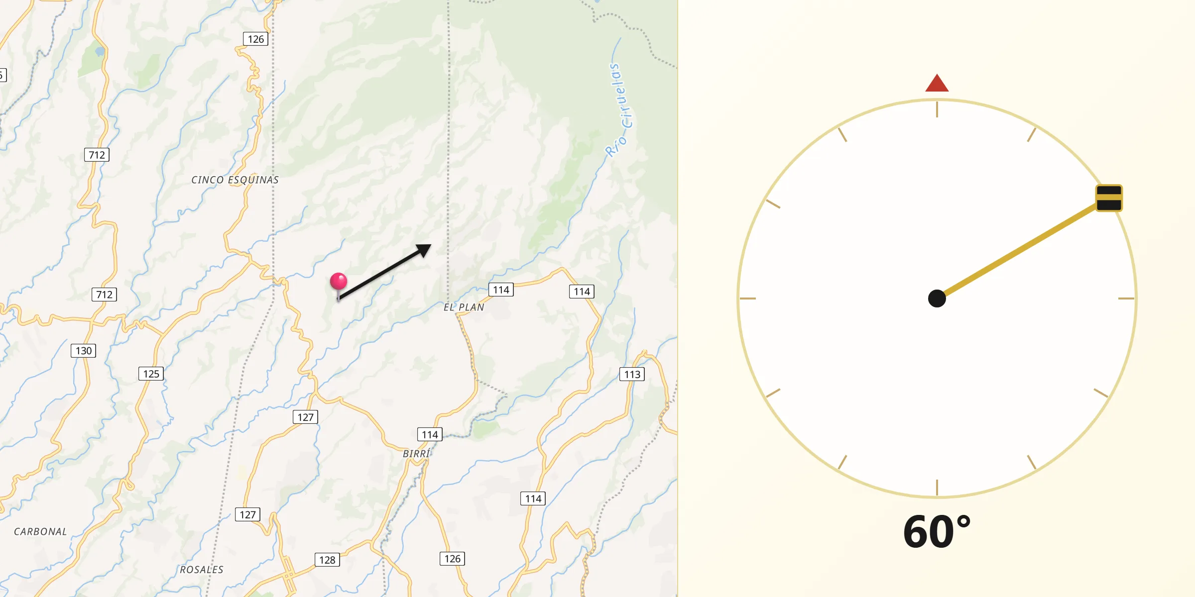 Dirección de la Qibla desde Santa Bárbara