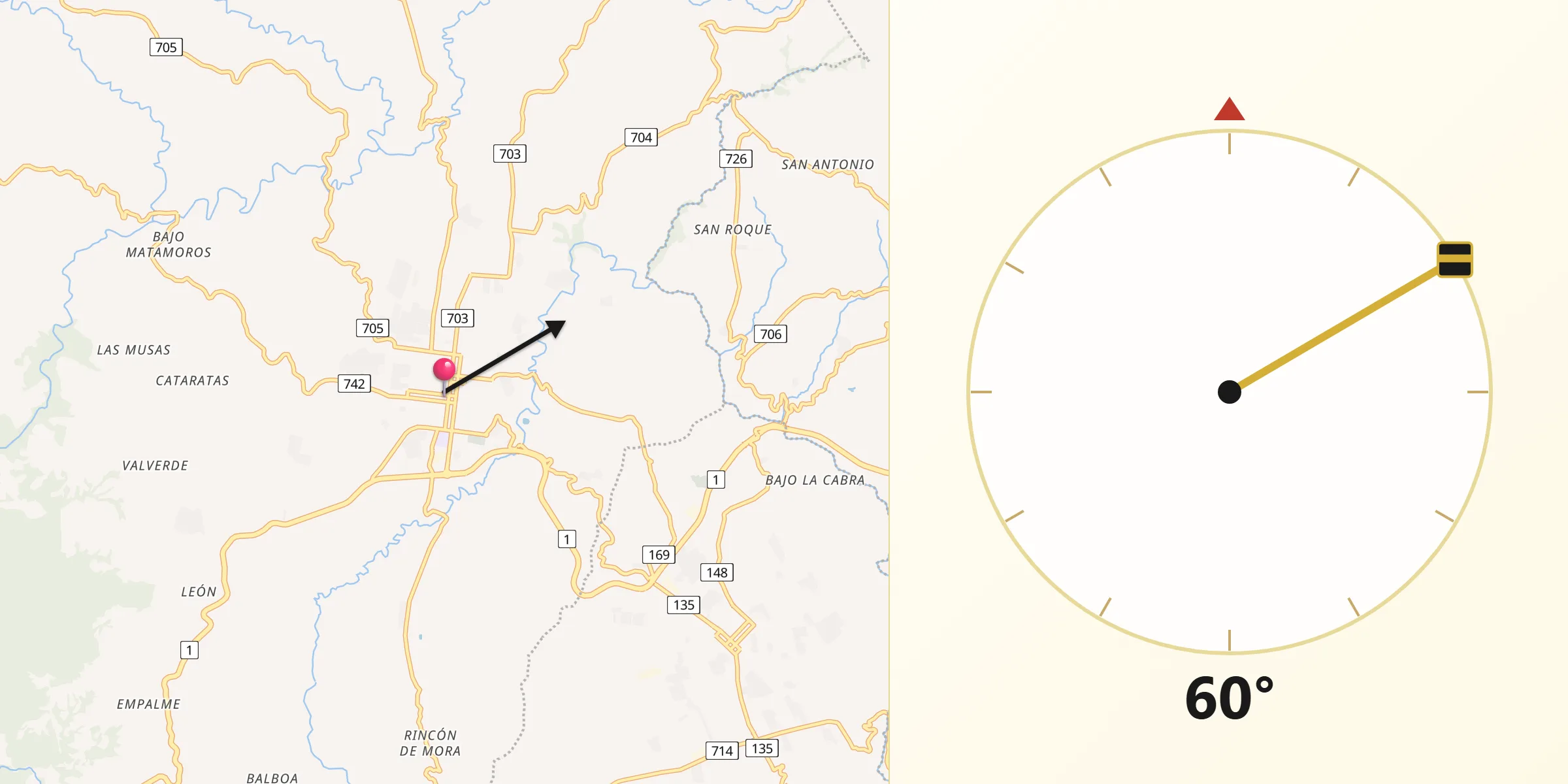 Dirección de la Qibla desde San Ramón