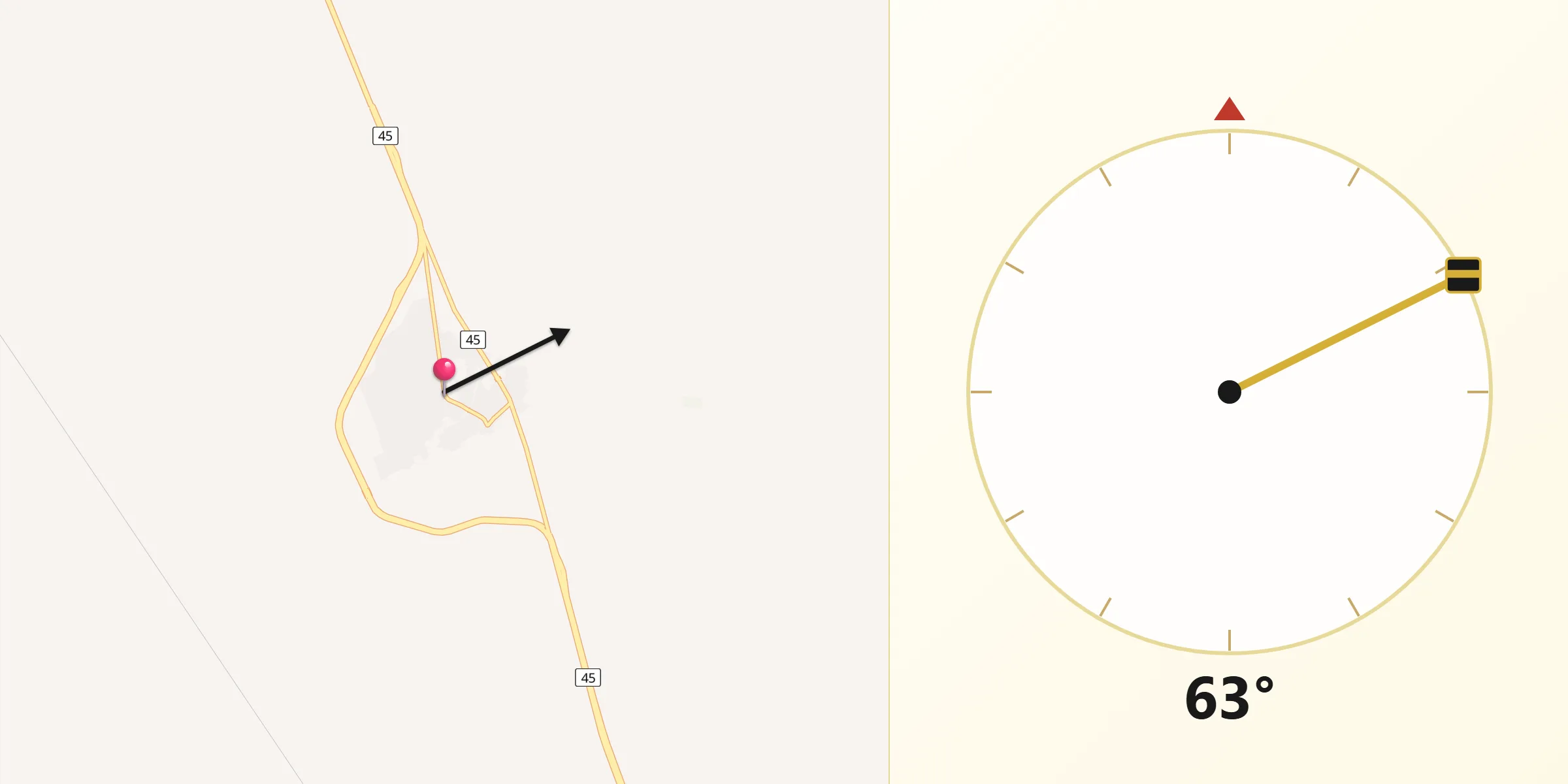 Dirección de la Qibla desde El Copey