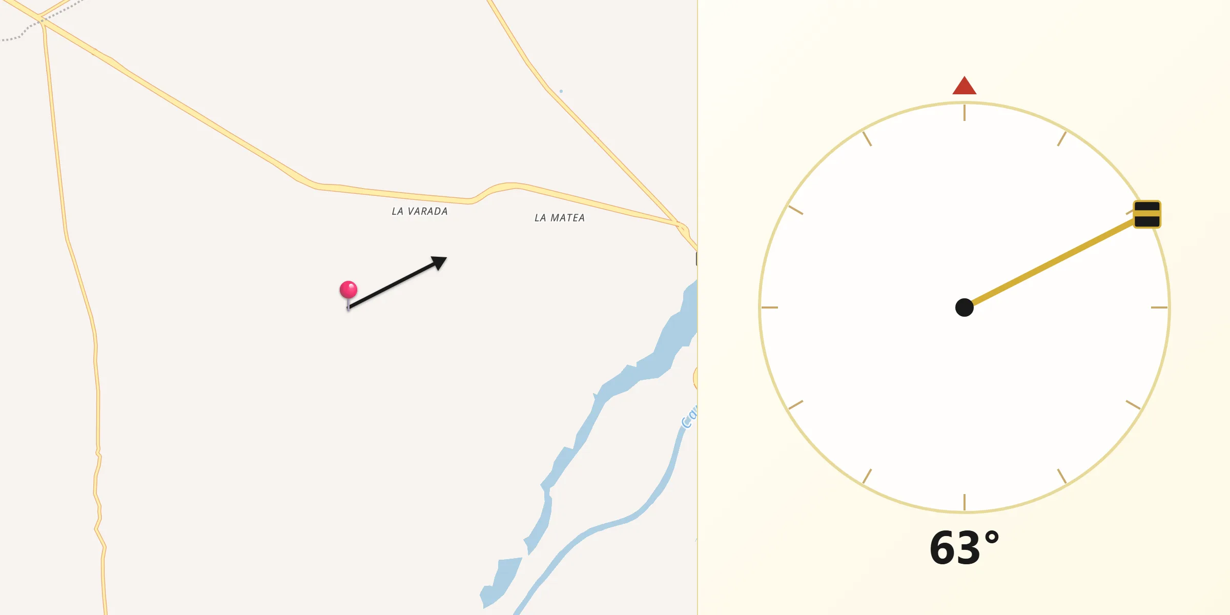 Dirección de la Qibla desde Arjona