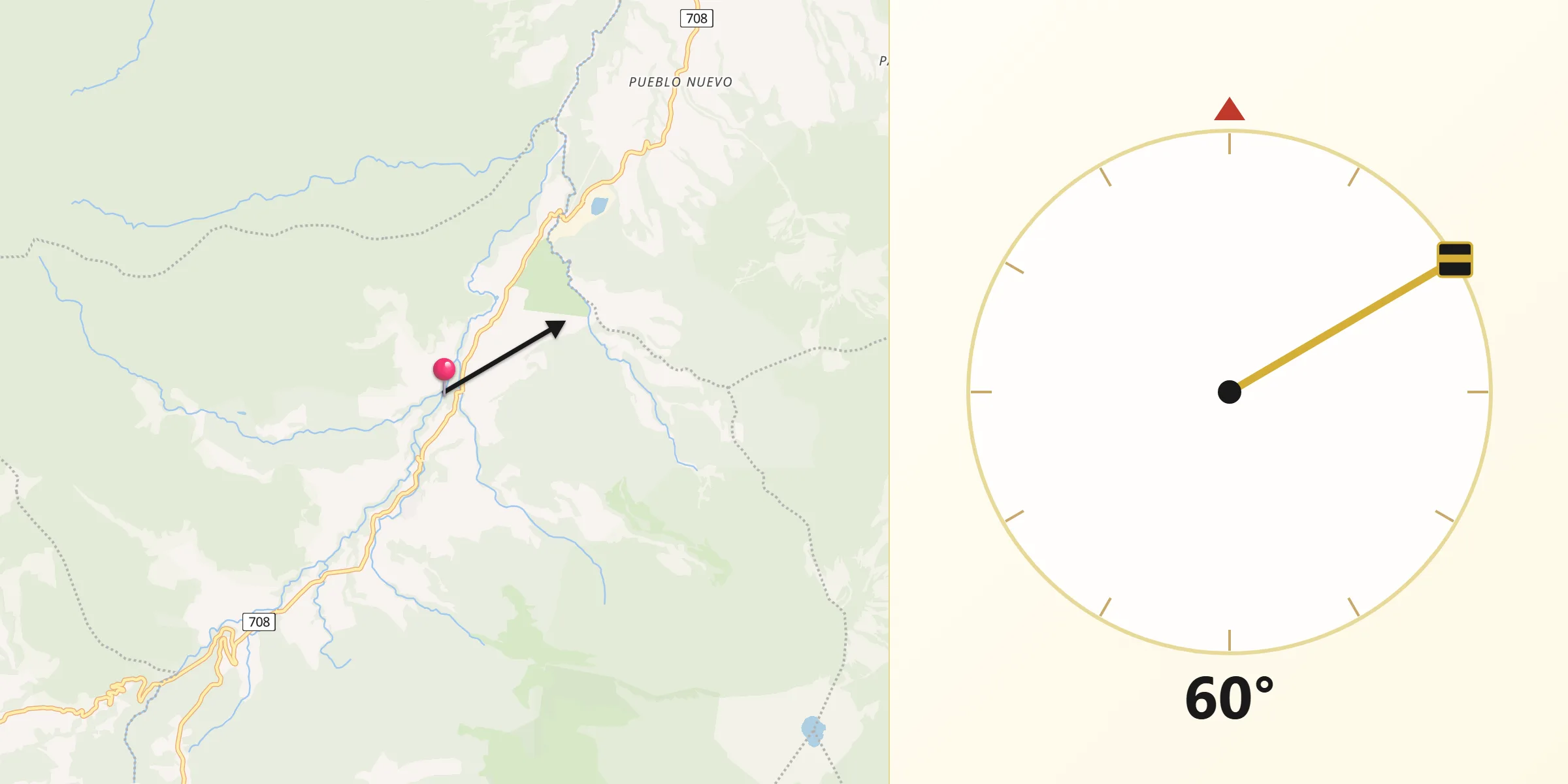 Dirección de la Qibla desde Río Segundo