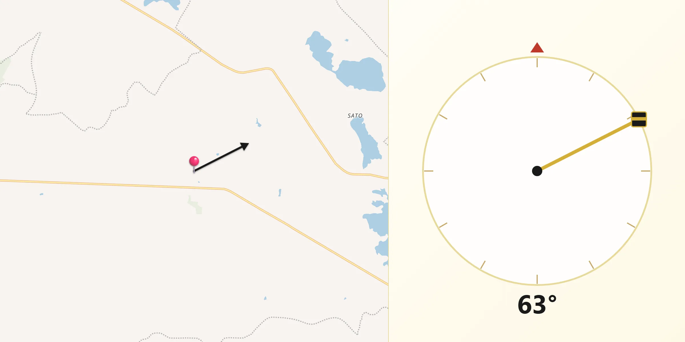 Dirección de la Qibla desde Arroyohondo