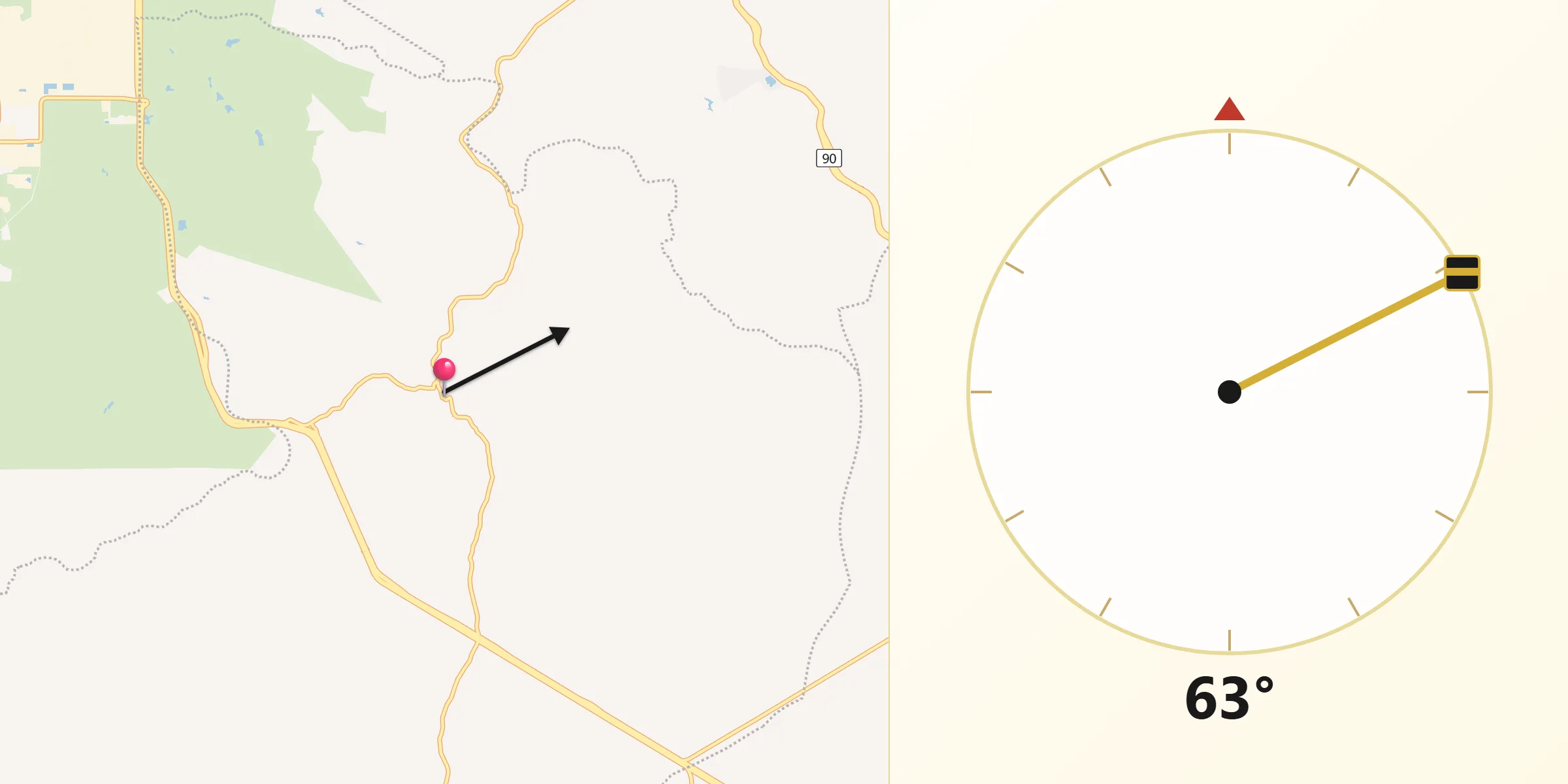 Dirección de la Qibla desde Turbaná