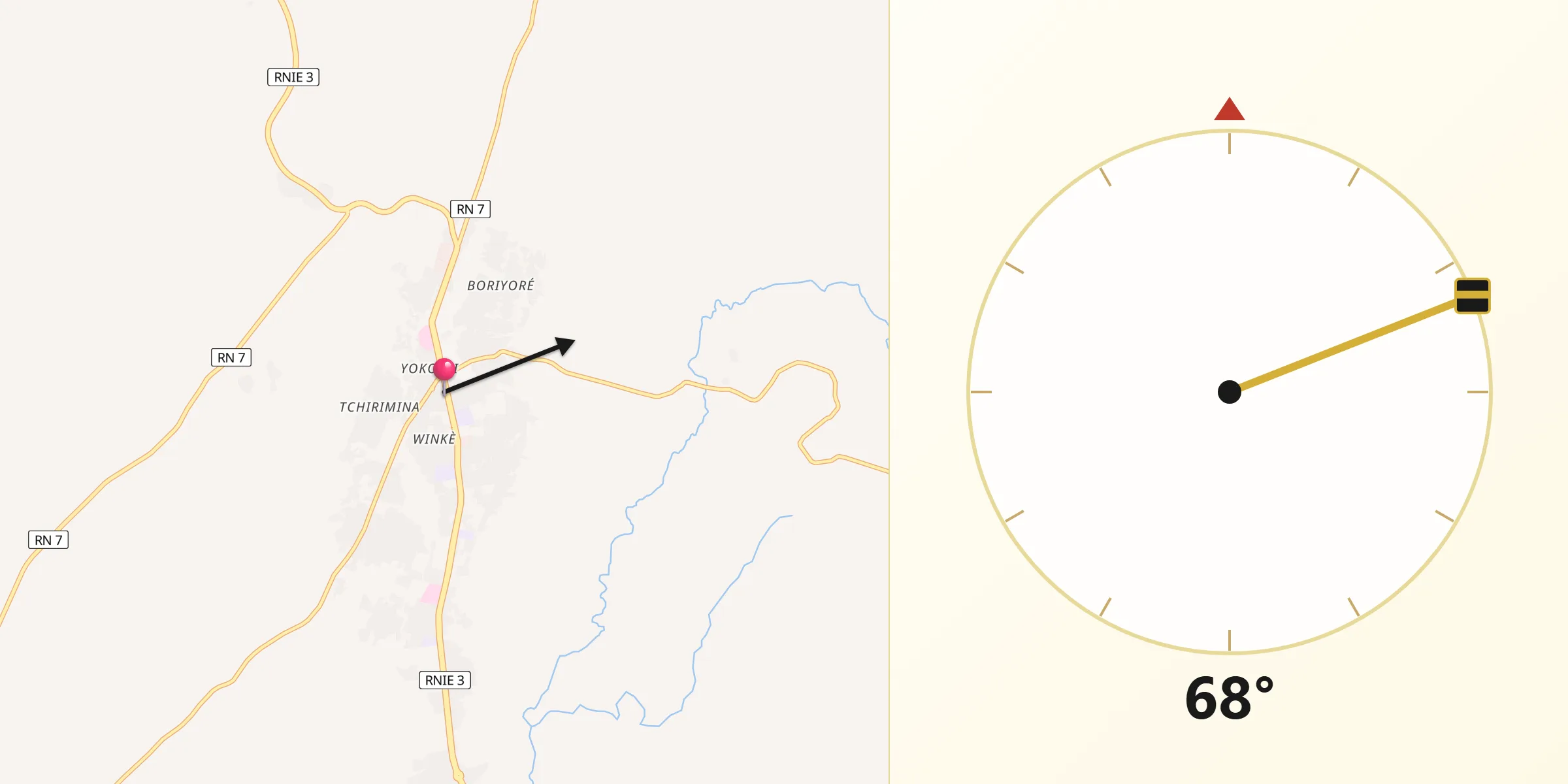 Direction vers la Qibla depuis Natitingou