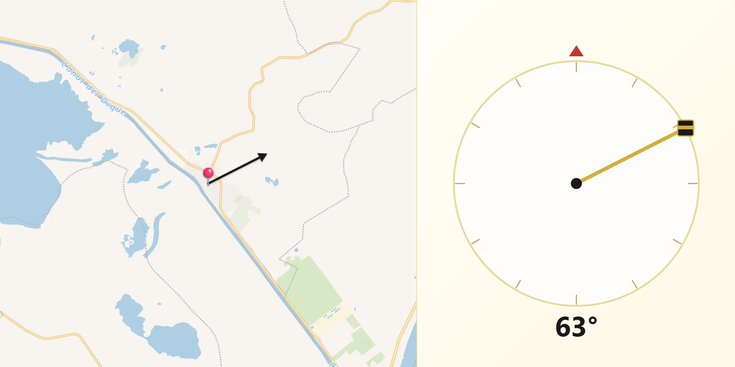 Dirección de la Qibla desde Santa Lucía