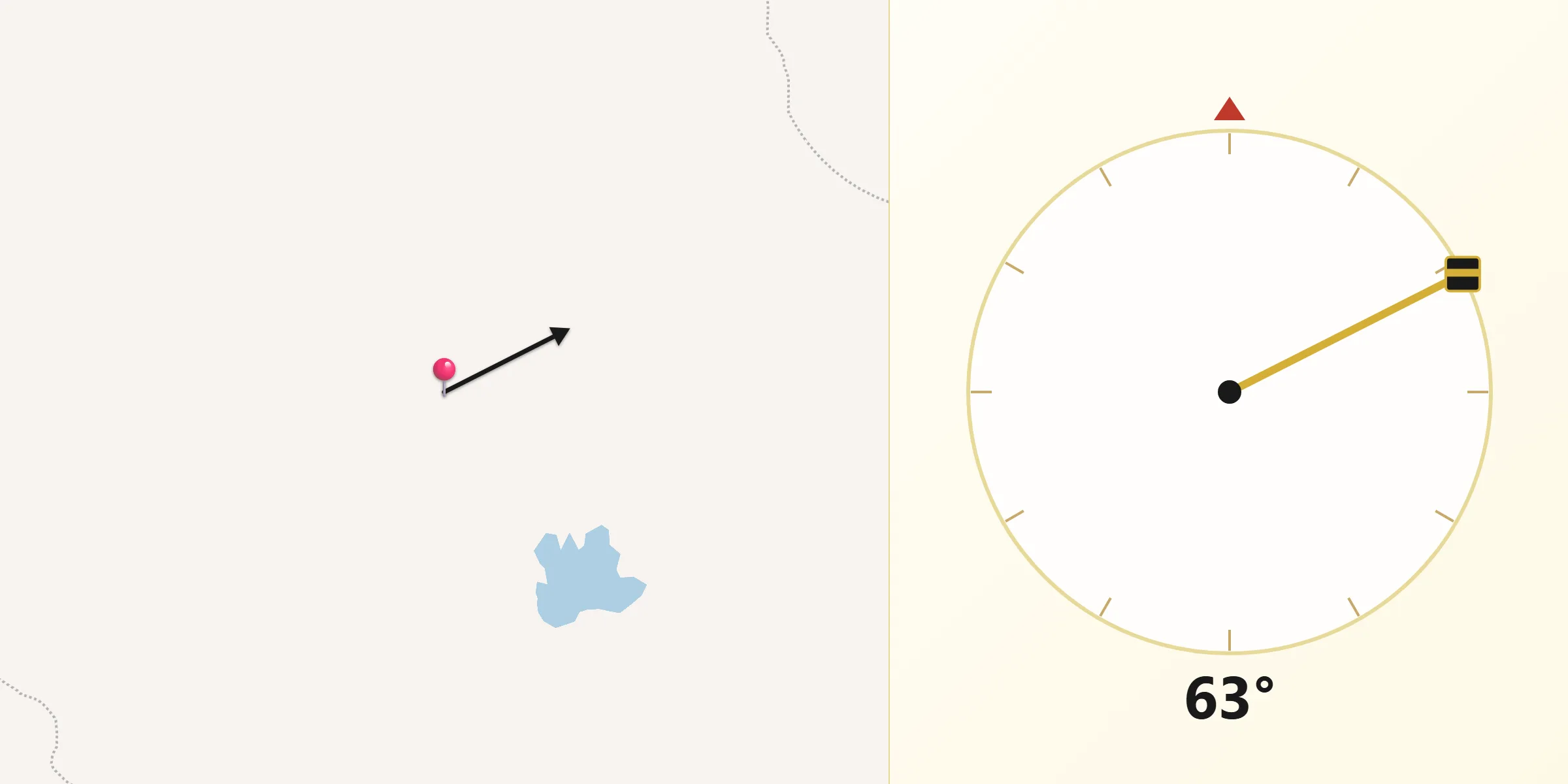 Dirección de la Qibla desde El Piñon