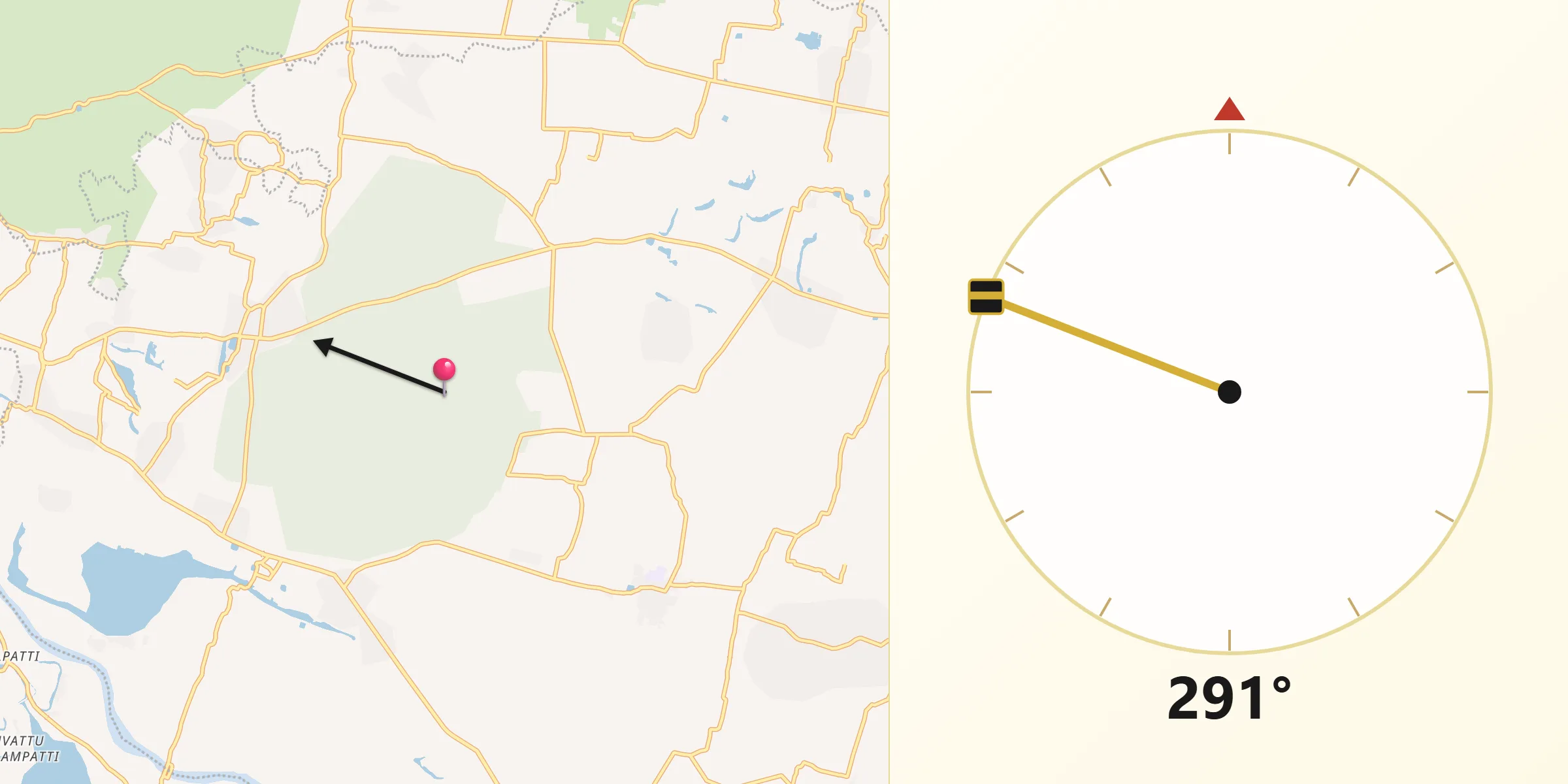 Qibla Direction from Pudukkottai