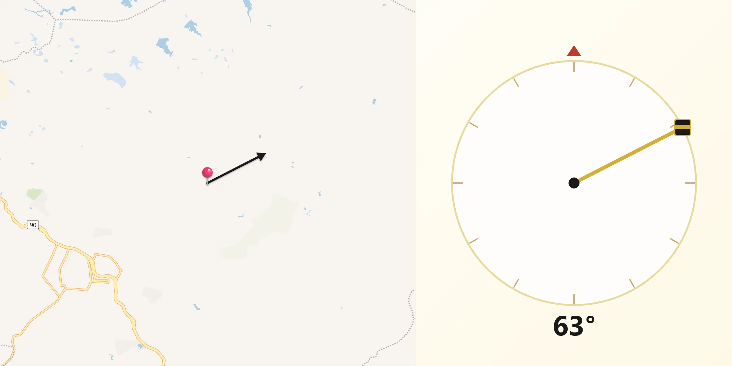 Dirección de la Qibla desde Turbaco